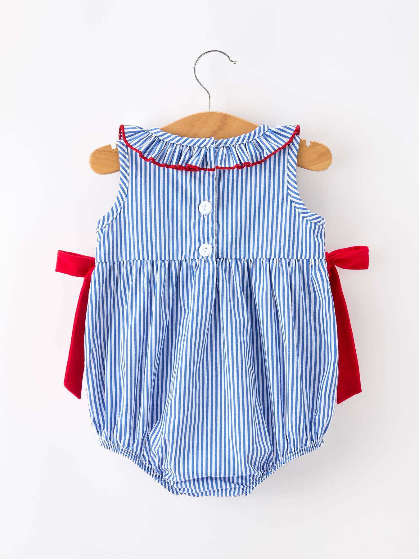 Girls 4th of July Plaid Bow Romper