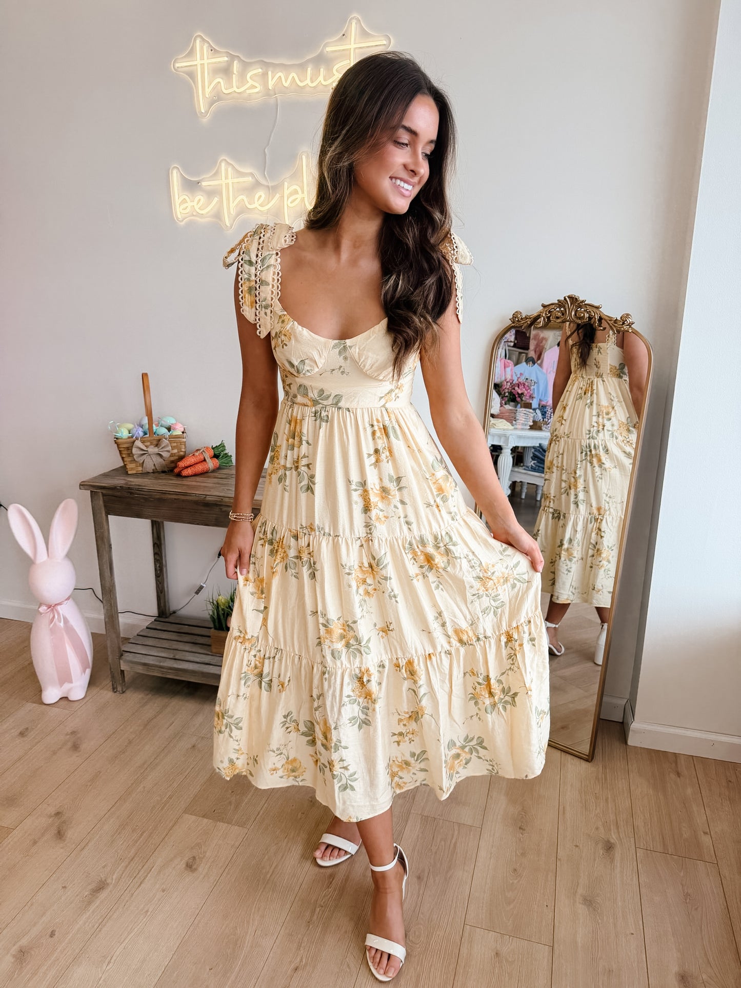 Emily Yellow Midi Dress