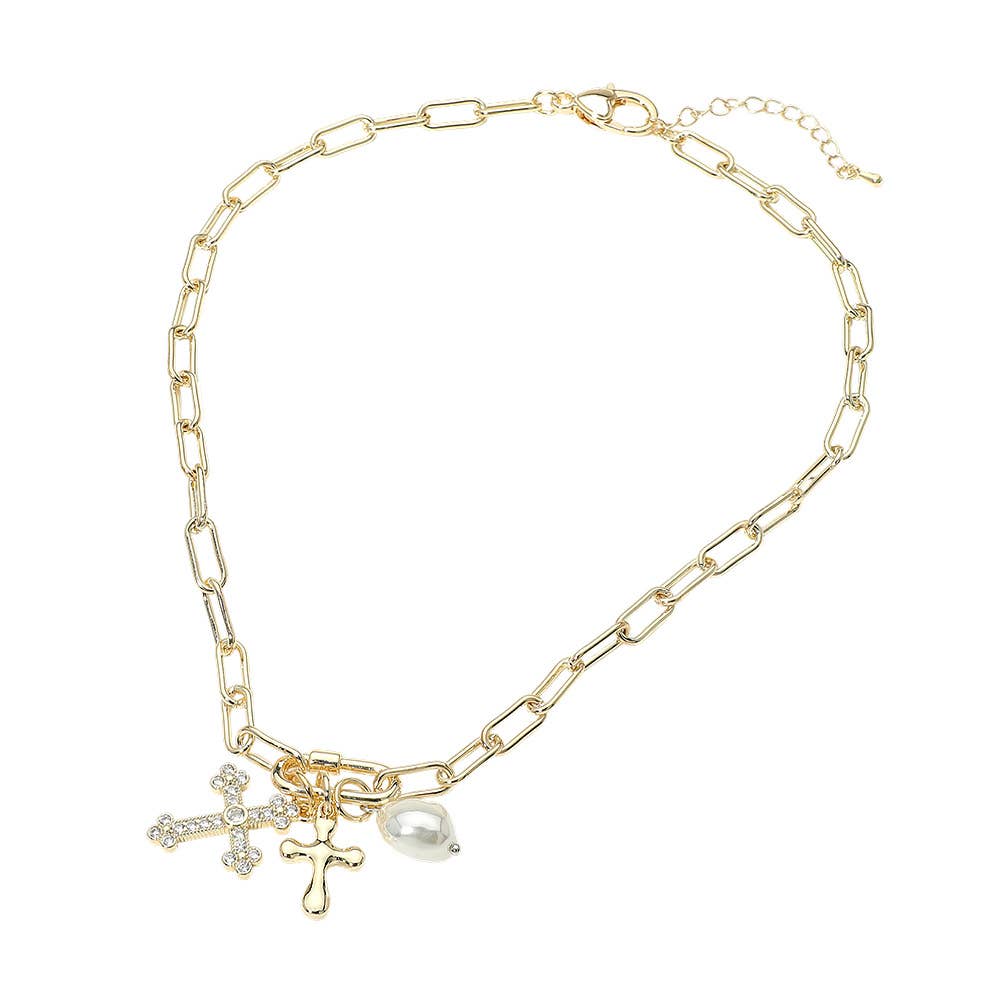 14K Gold Plated Charm Paperclip Necklace