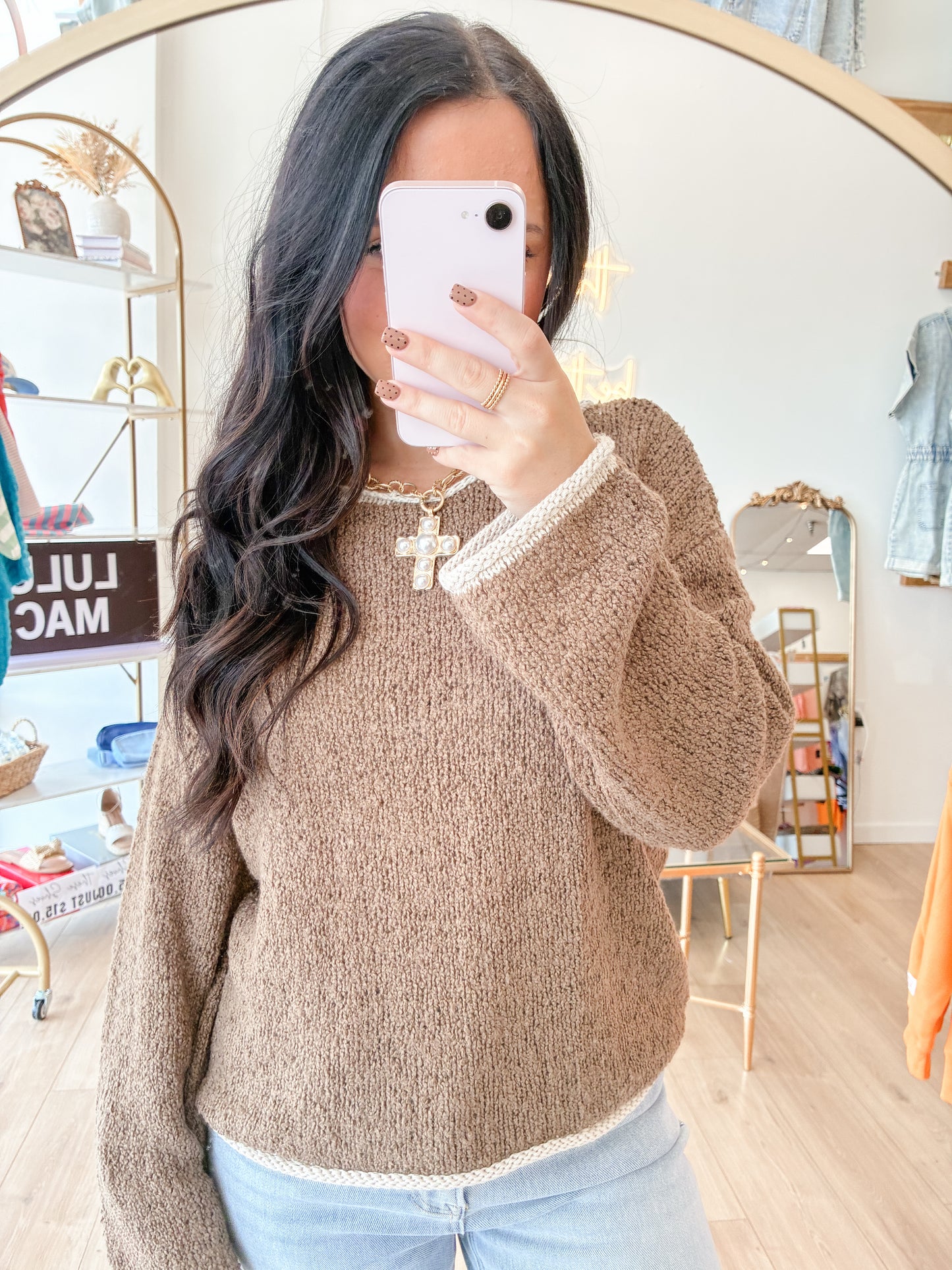 Dirty Martini Contrast Boat Neck Sweater