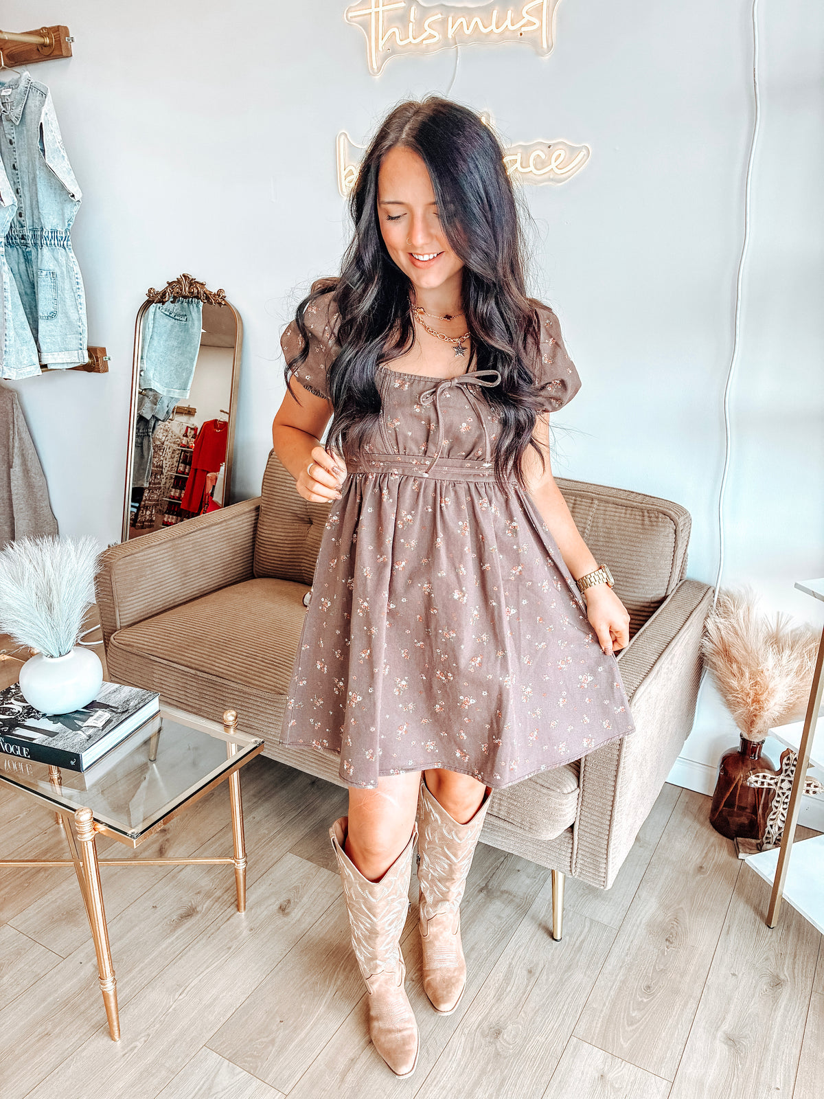 September Song Mini Dress - Brown