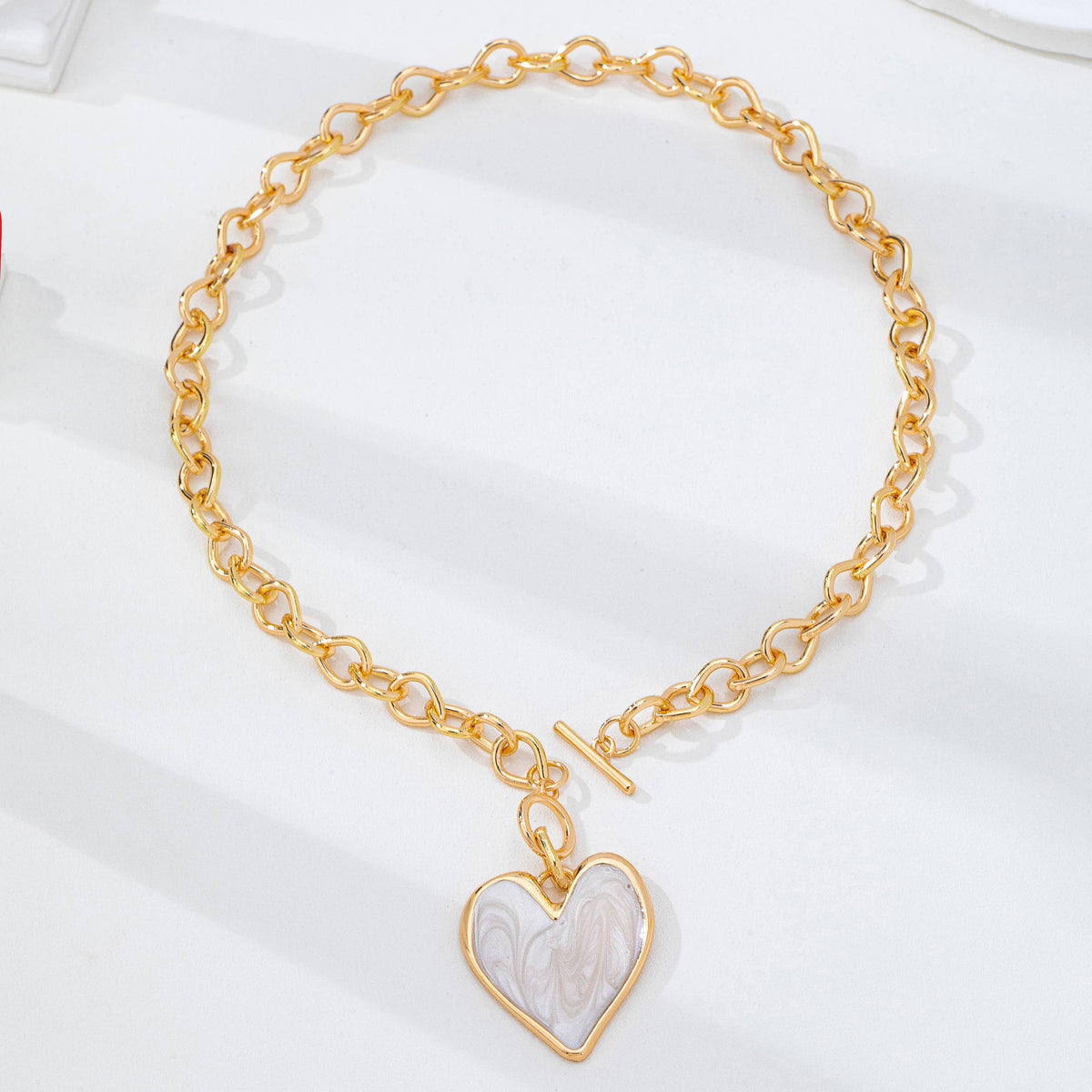 White Heart Toggle Necklace