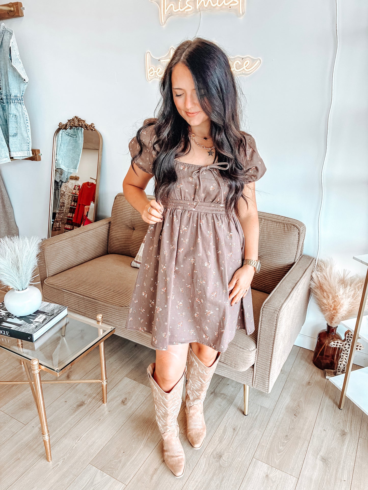 September Song Mini Dress - Brown