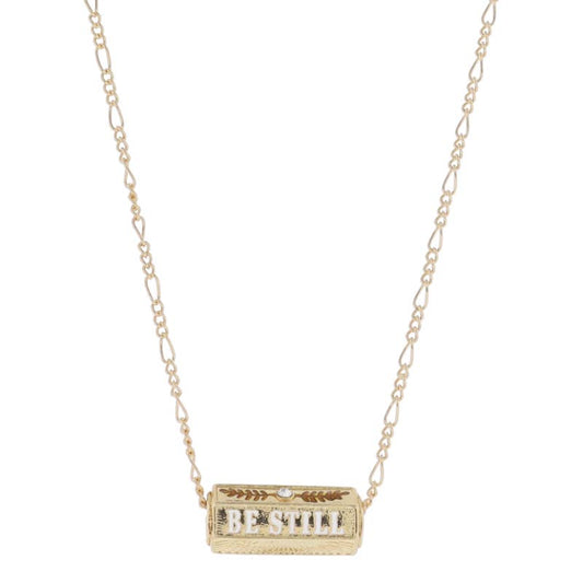 16" Cylinder Bar, "BE STILL", Starburst Necklace