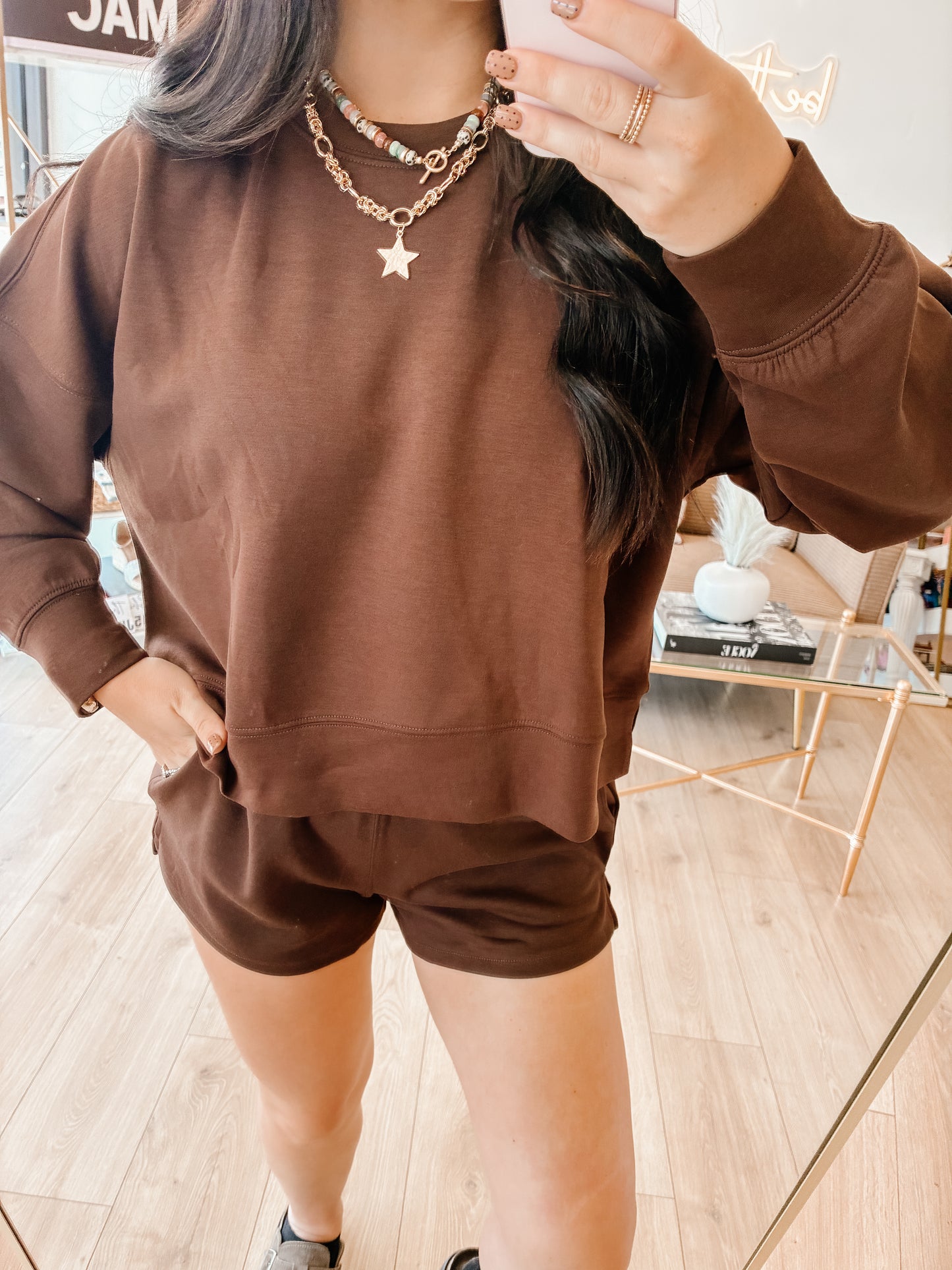 Travel Day Scuba Short Set - Chocolate
