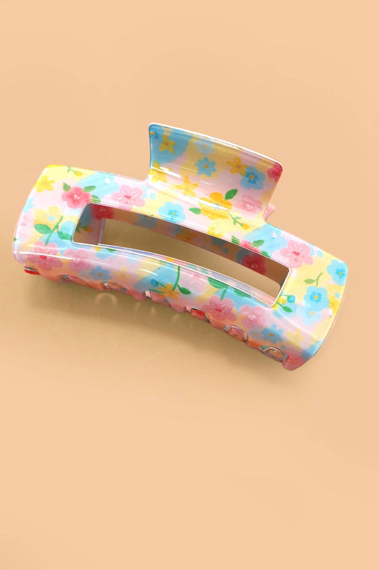Retro Floral Claw Clip Pink