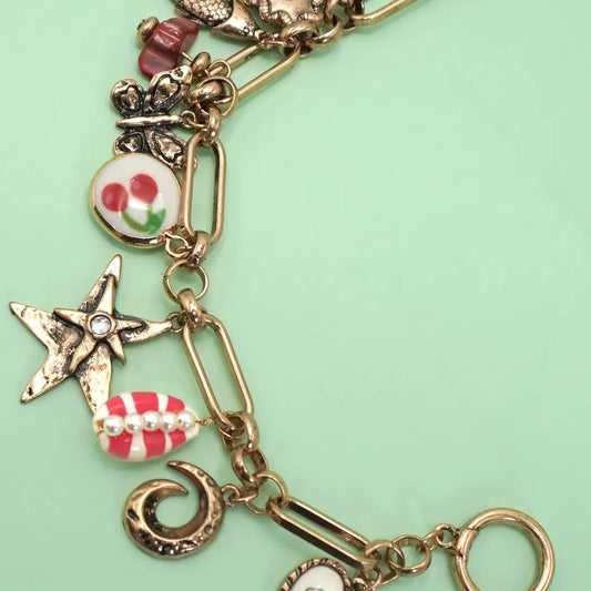 Charm Bracelet Porcelain Cherry Fish Heart Cherry