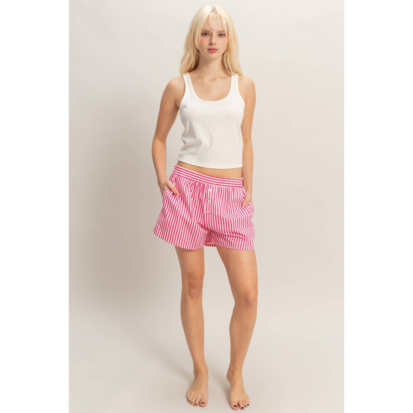 Striped Elastic Waist Boxer Shorts