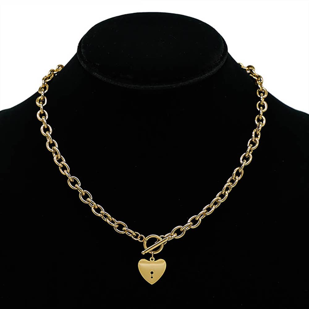 Lock Toggle Necklace: Gold