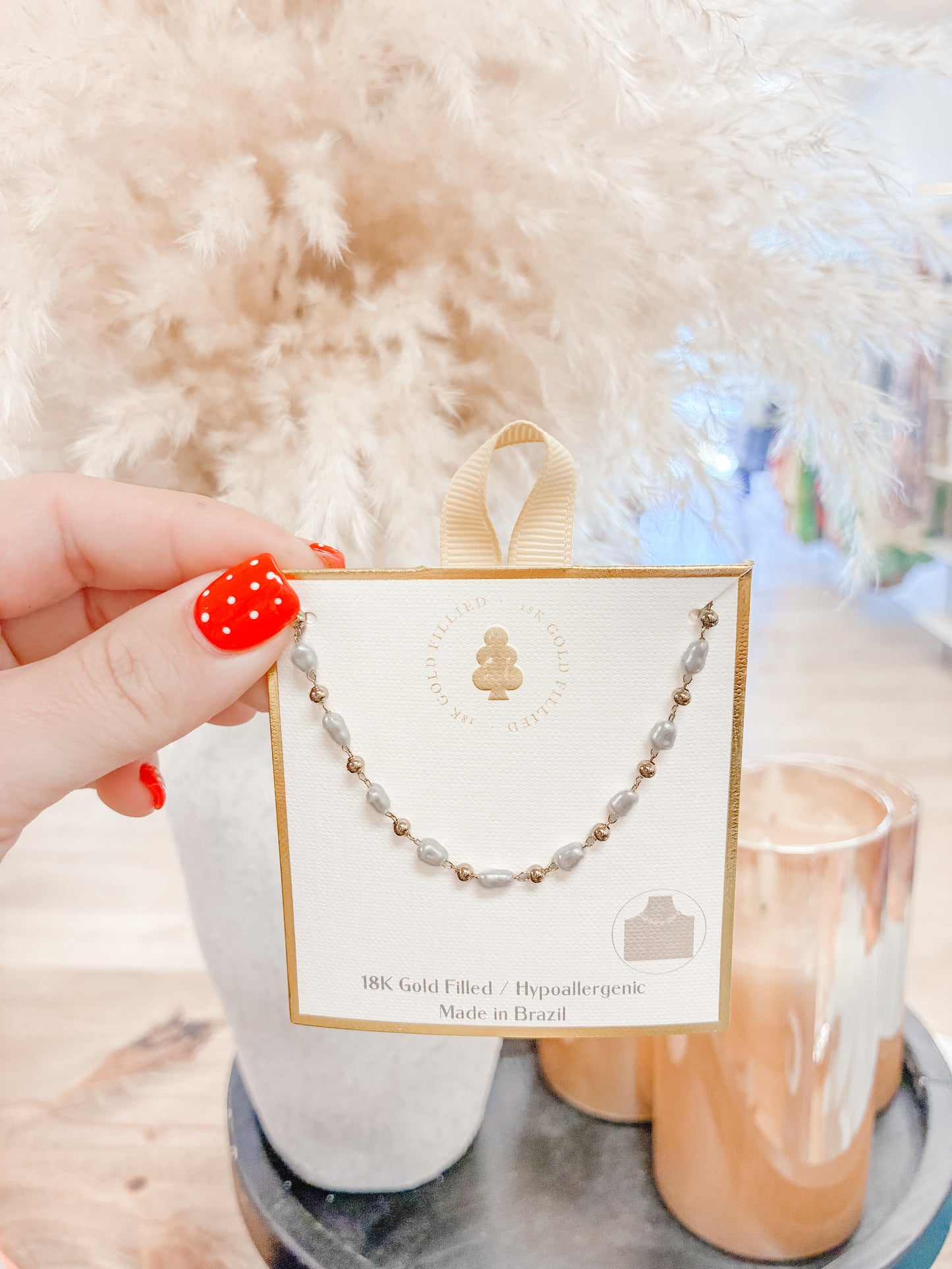 Gold Bead & Pearl Necklace