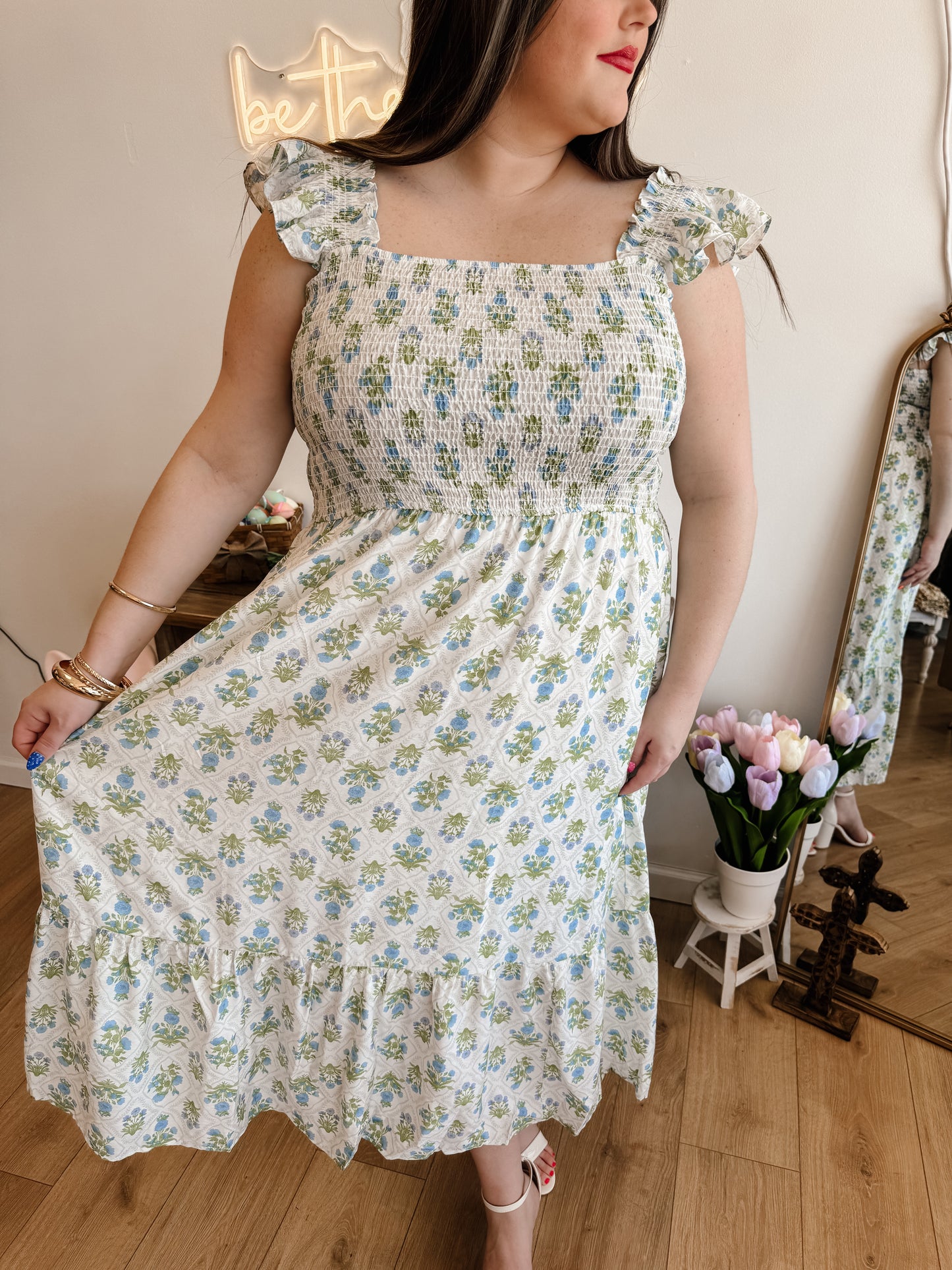 Mia Blue Midi Dress