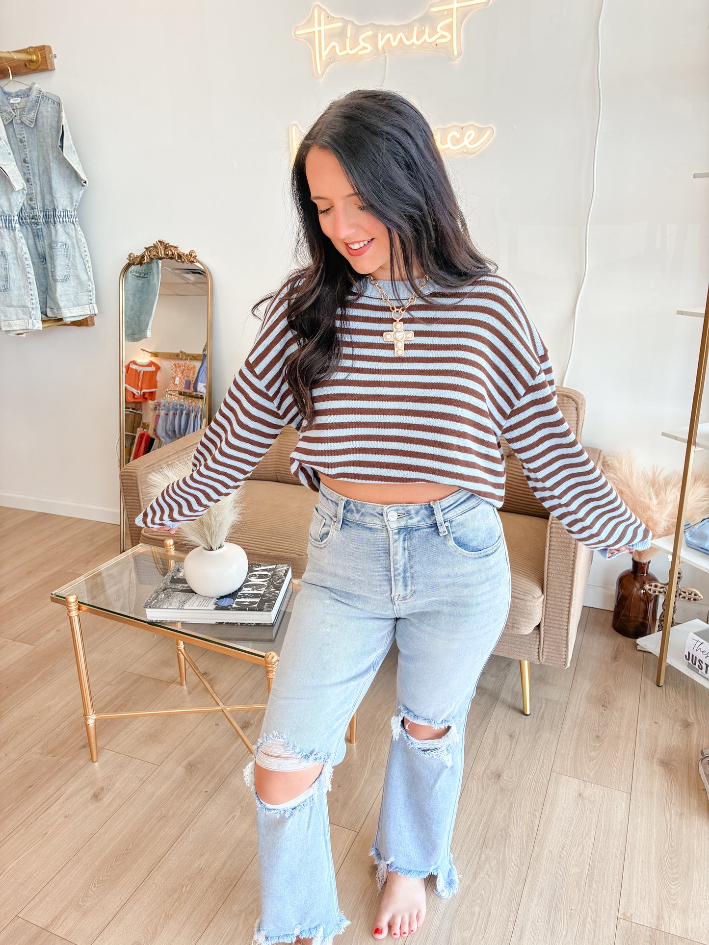 Out the Door Sweater - Blue