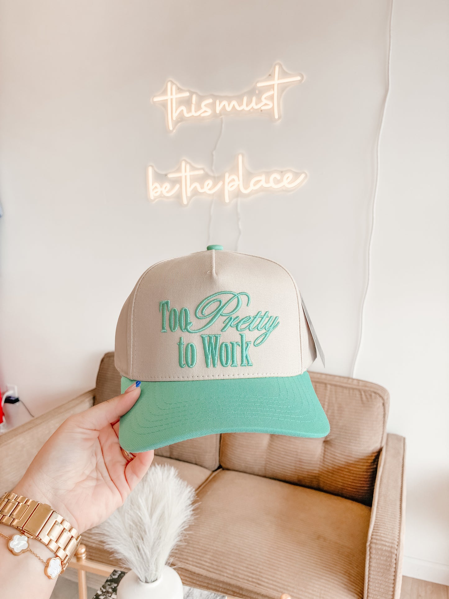 Mint Too Pretty to Work Hat