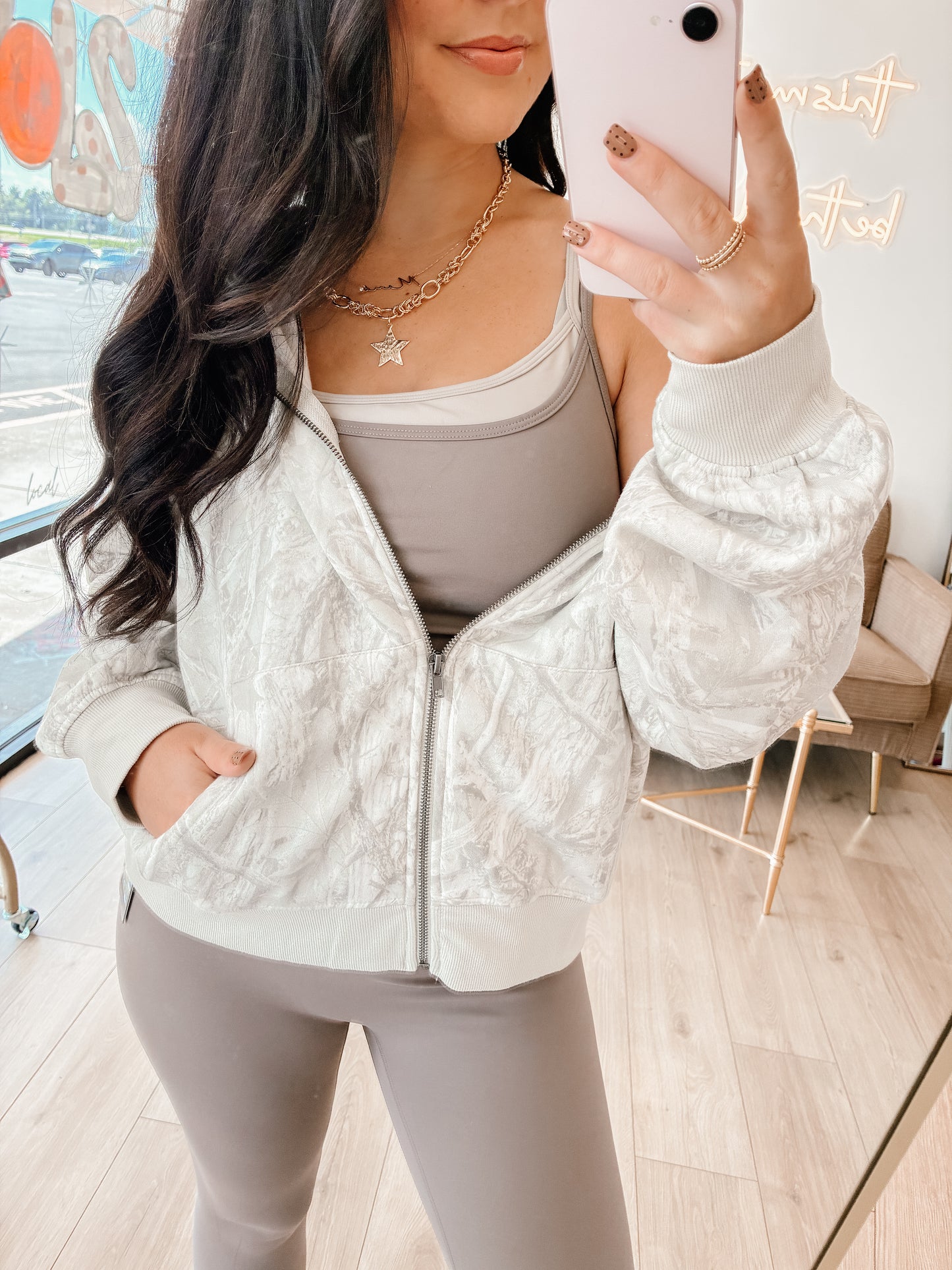 Woodland Camo Zip Up - Grey