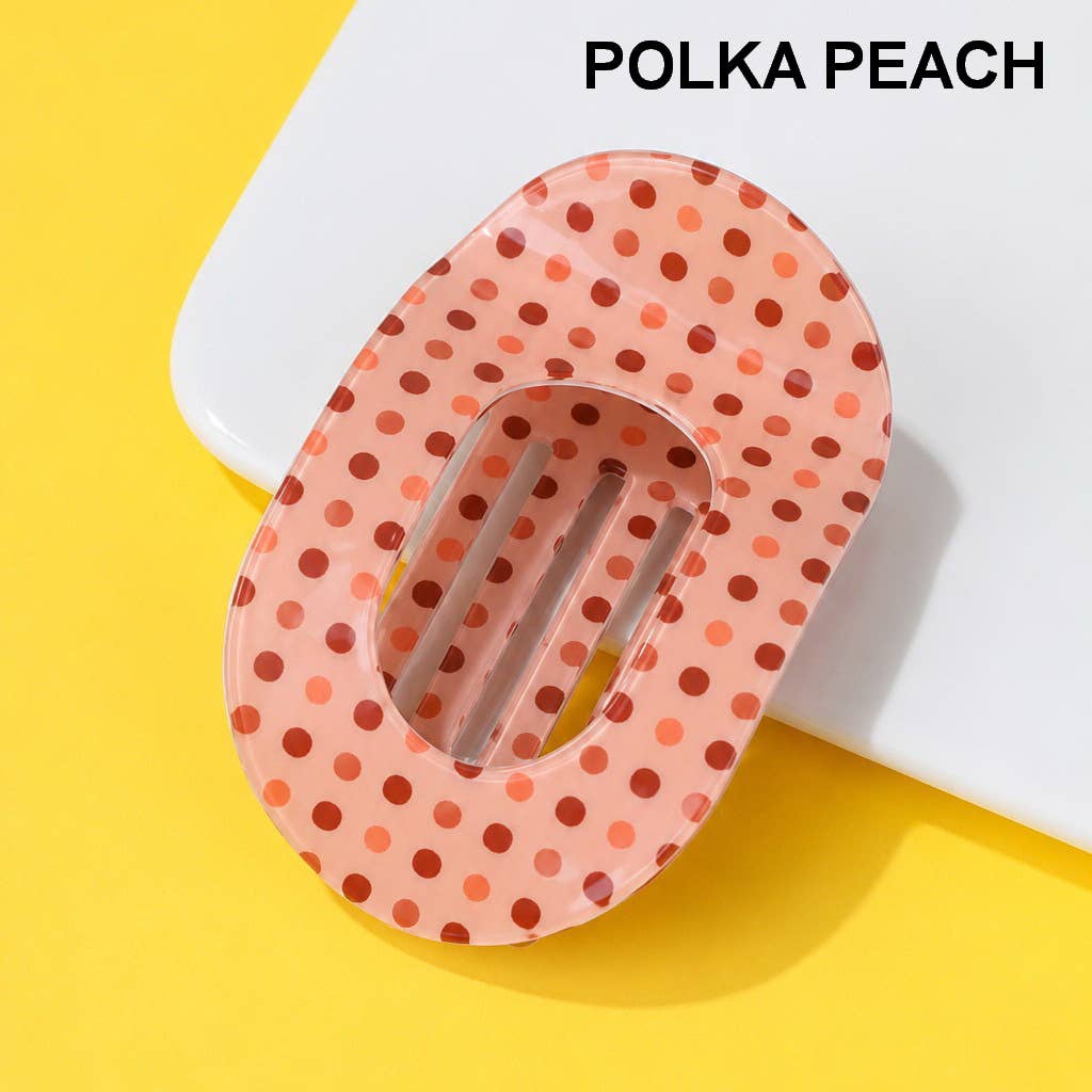 Orange Polka Flat Claw Clip