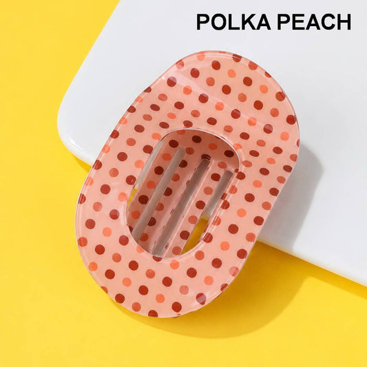 Orange Polka Flat Claw Clip