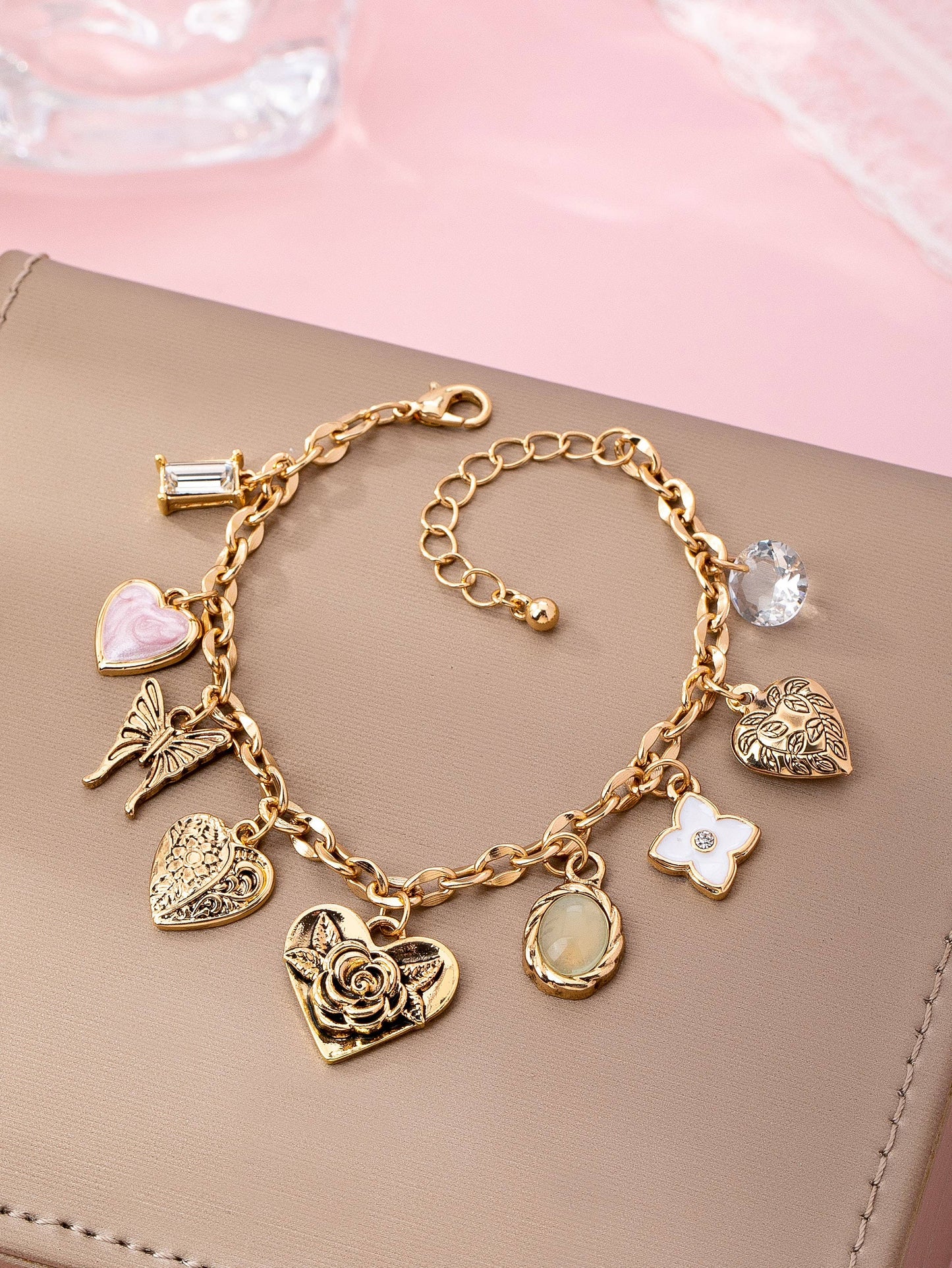 Gold Flower Charm Bracelet
