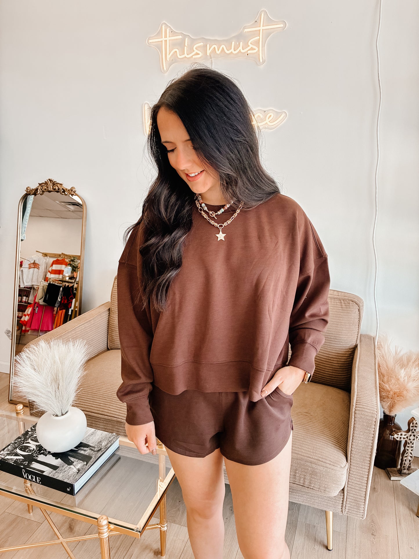 Travel Day Scuba Short Set - Chocolate
