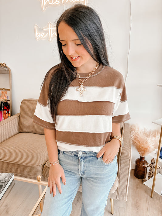 Melody Exposed Seam Top - Brown