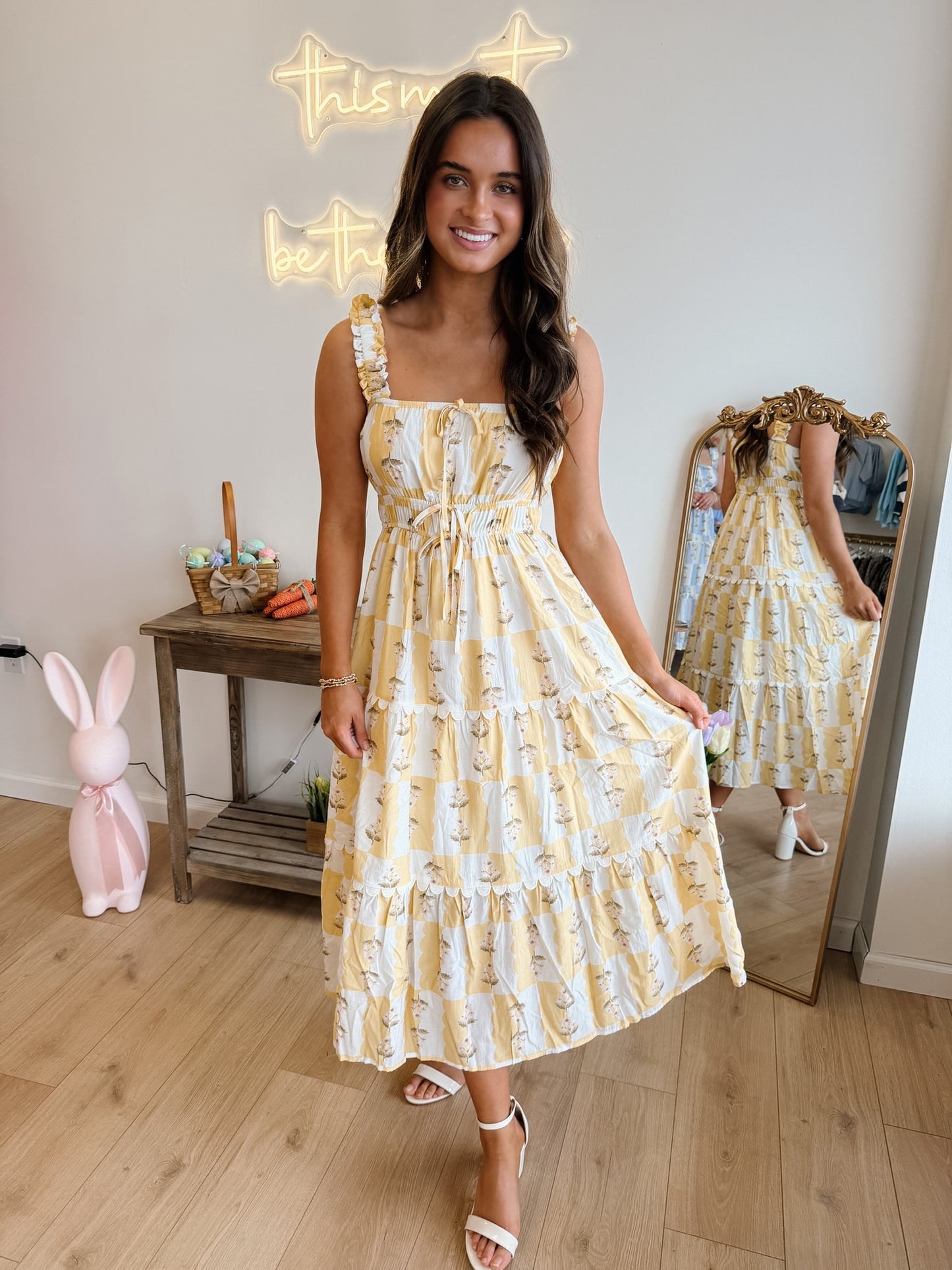 Evelyn Yellow Midi Dress