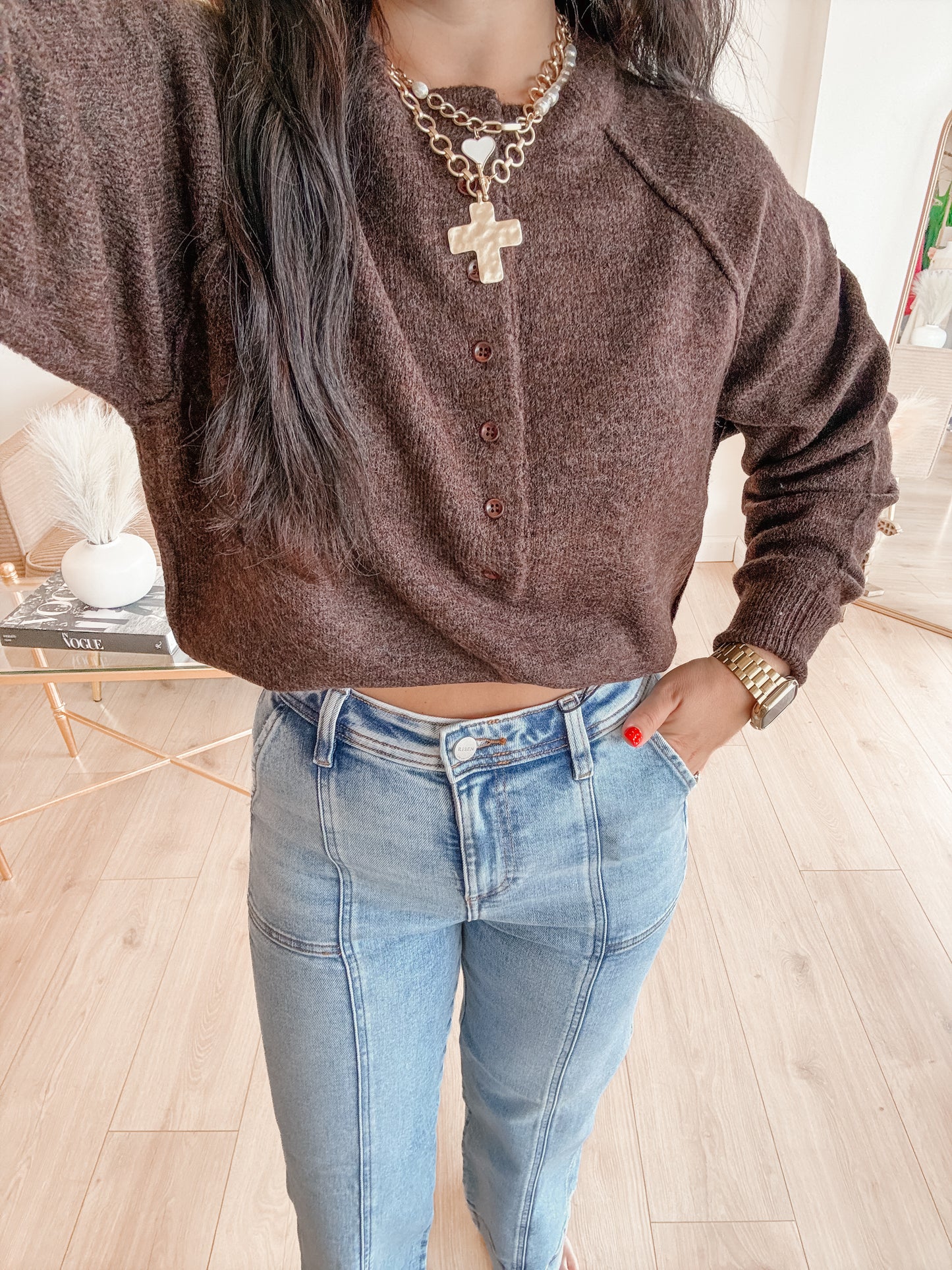 Dark Roast Henley Sweater