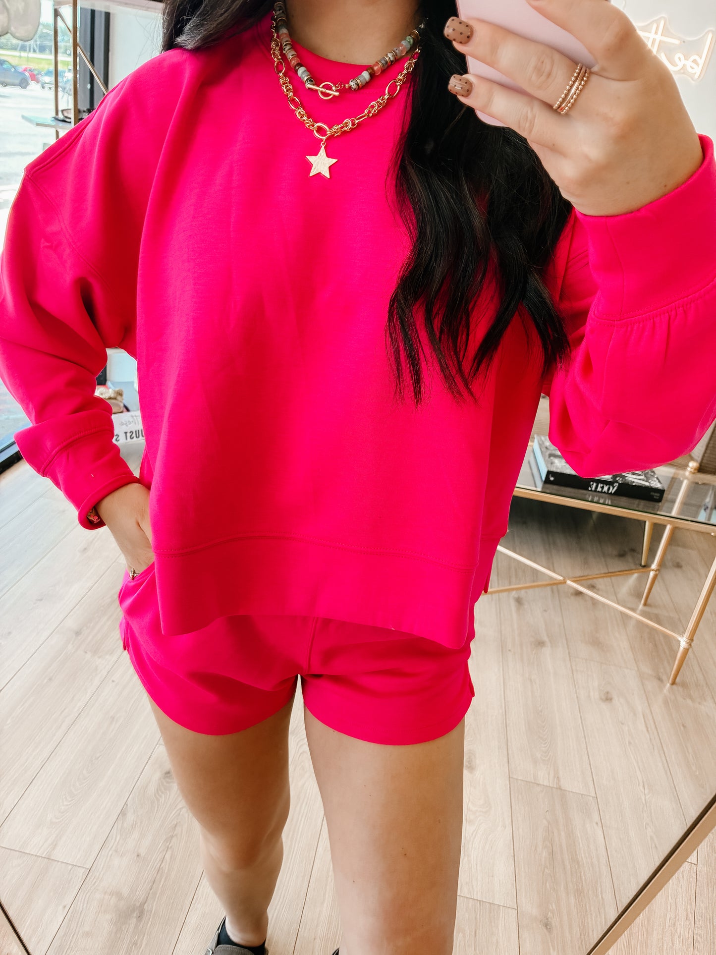 Travel Day Scuba Short Set - Hot Pink