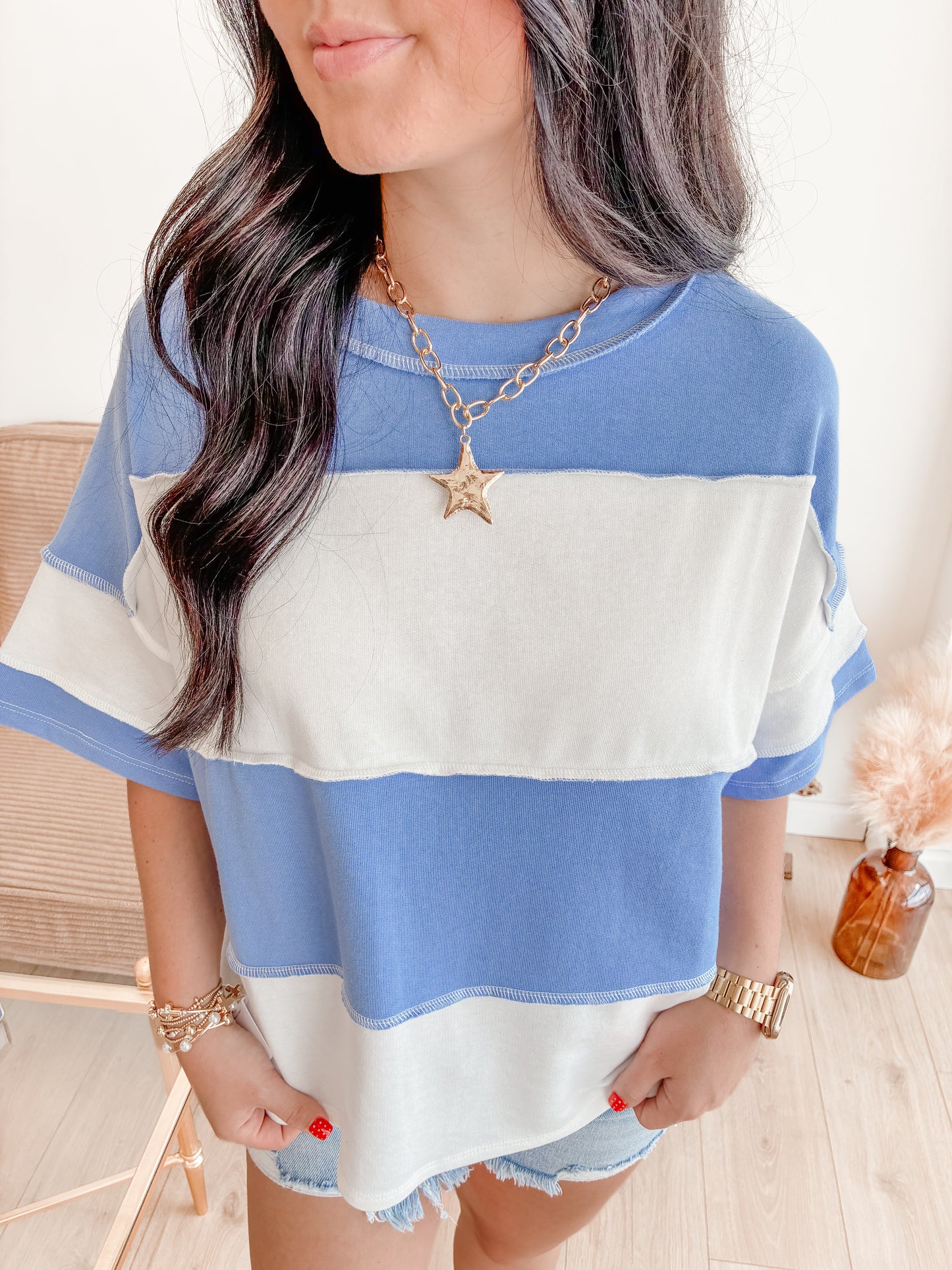 Effortless Color Block Top (Blue)