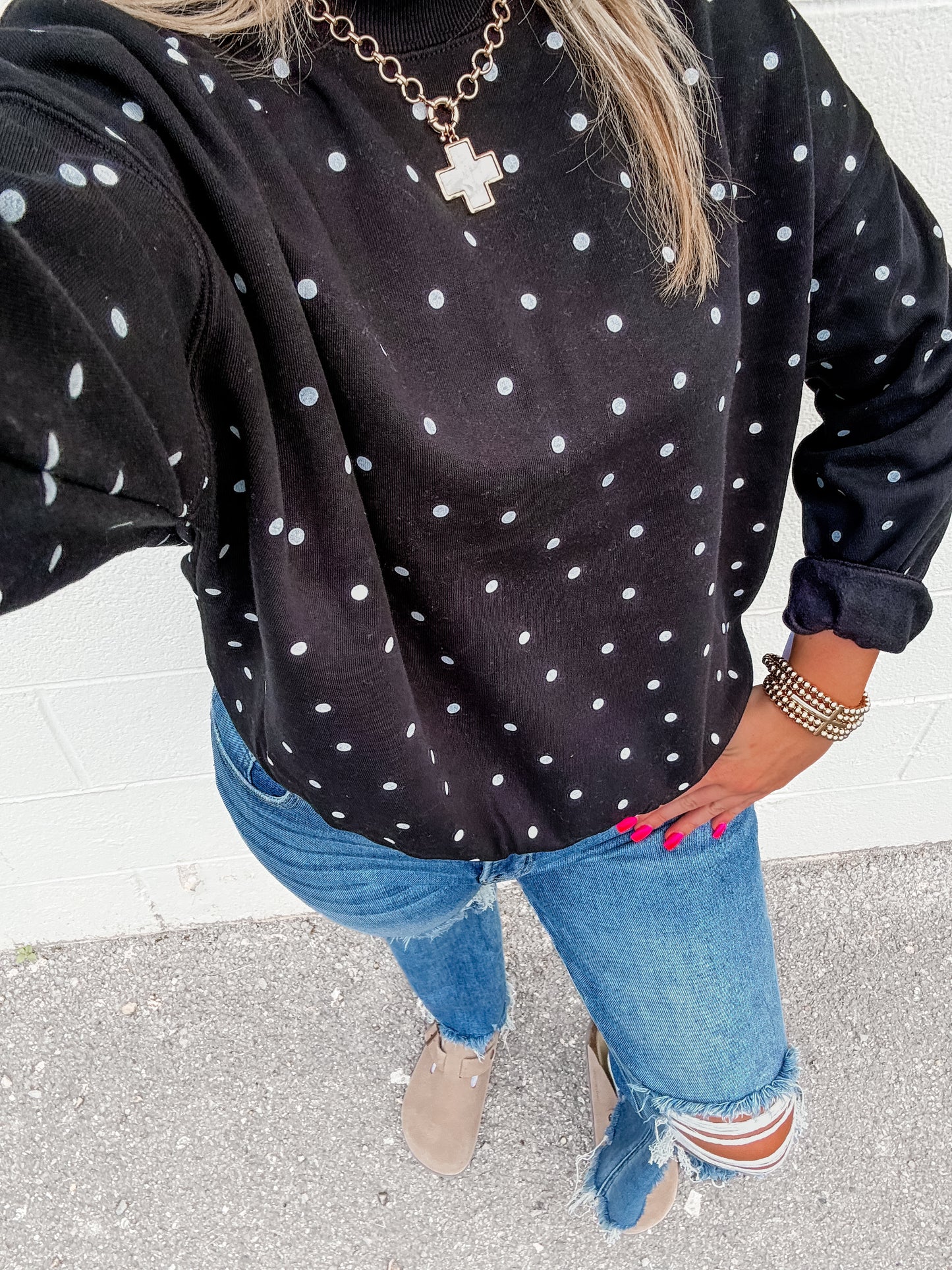 Midnight Polka-Dot Sweatshirt