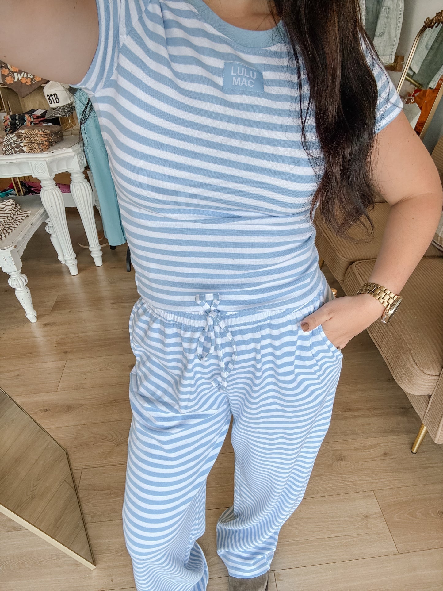 Stripe Lounge LULUMAC Pants - Light Blue