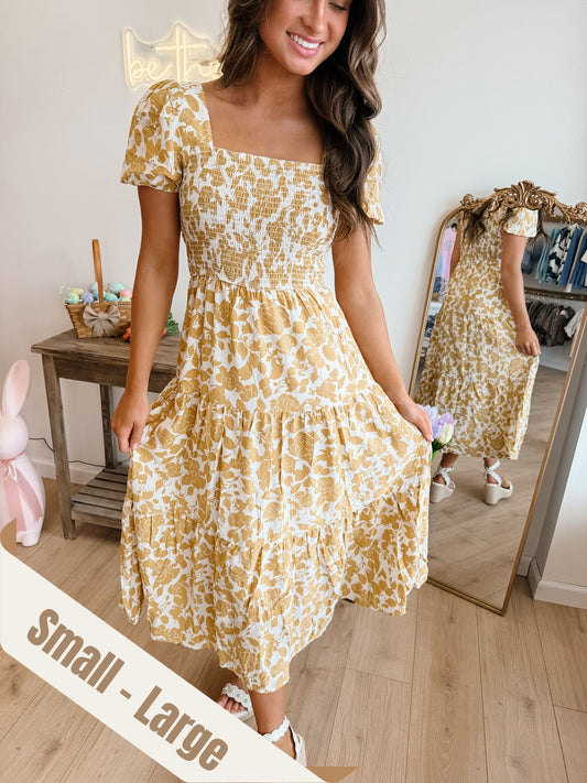 Allie Yellow Midi Dress