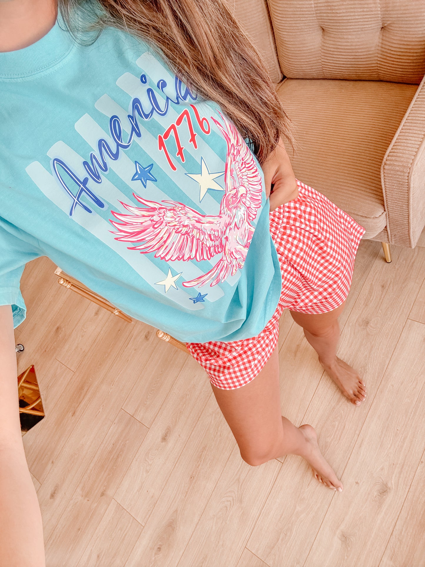 BIRDIE Red Gingham Boxer Shorts