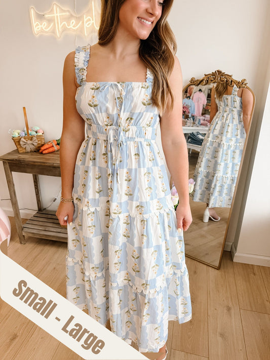 Evelyn Blue Midi Dress