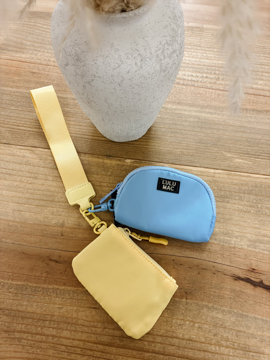 LULU MAC Double Pouch Wristlet - Blue/Yellow