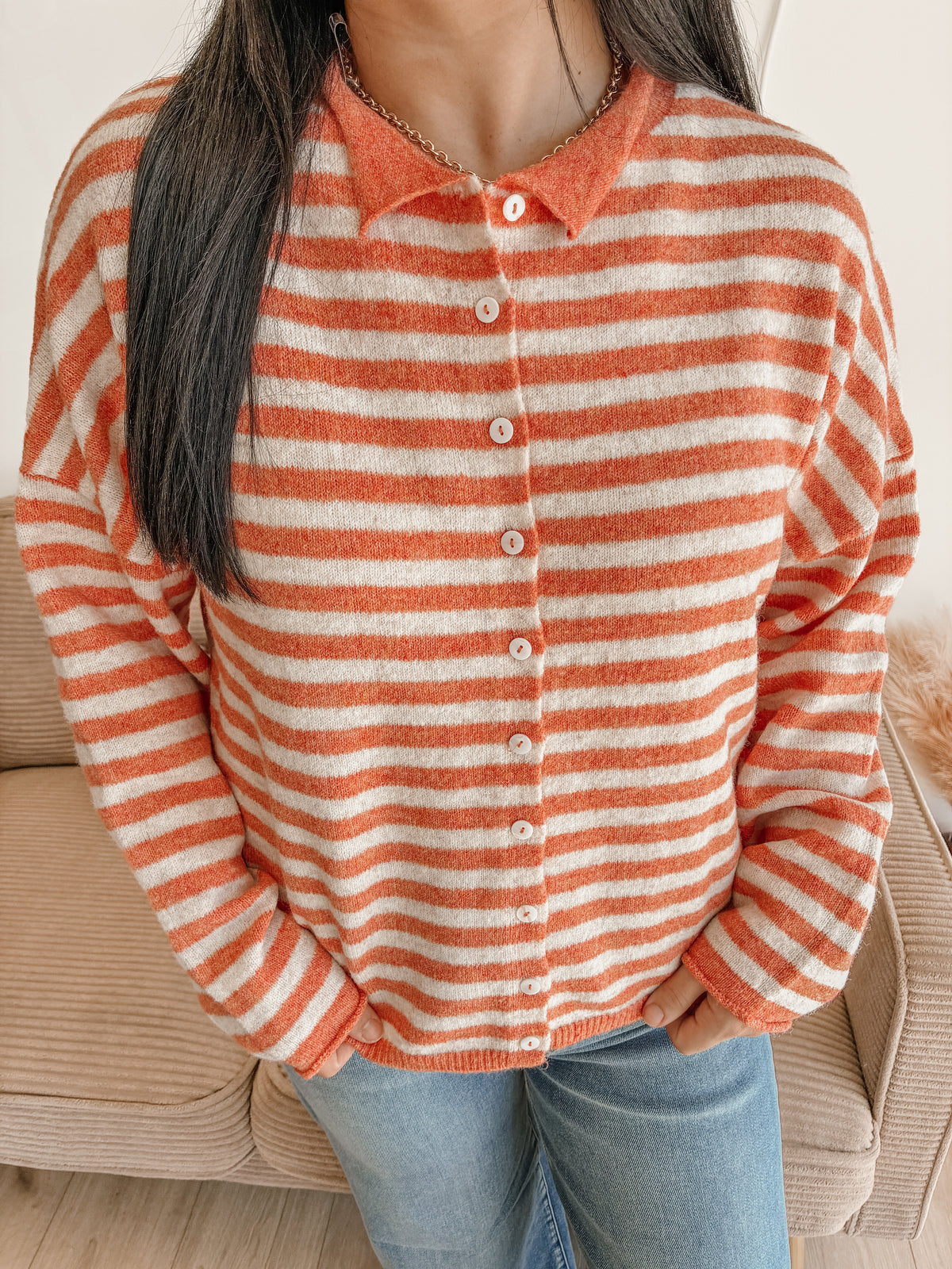 Warm Whimsy Button Down Cardigan - Orange