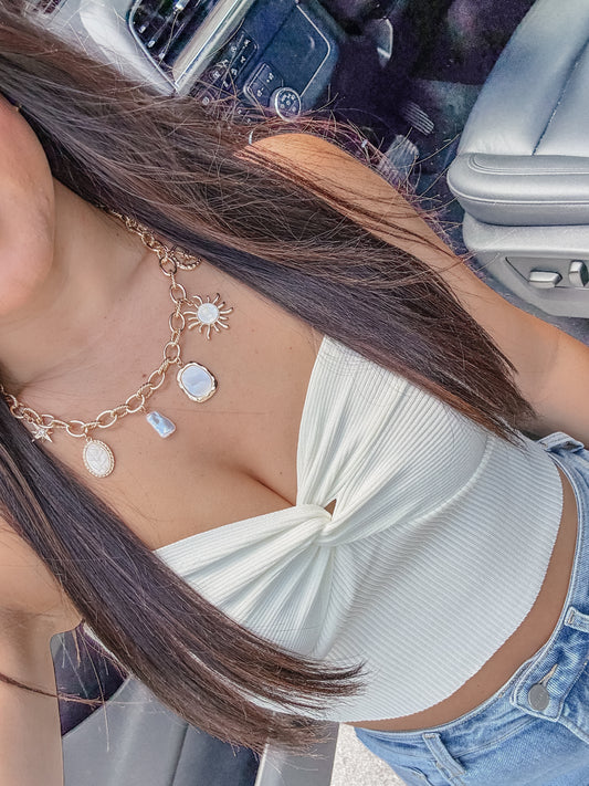 Gold Sun & Moon Charm Necklace