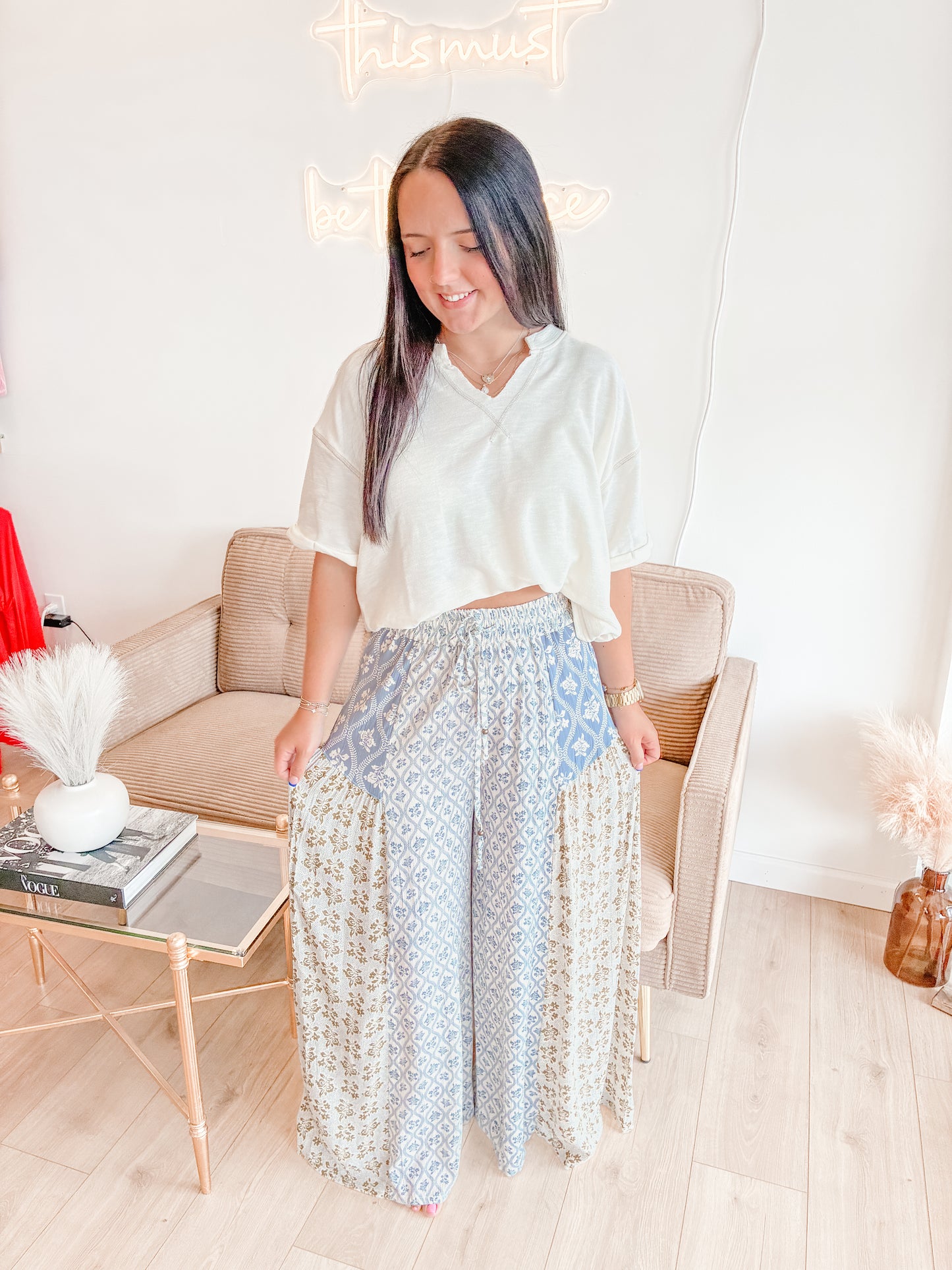 Antiquing Wide Leg Pants