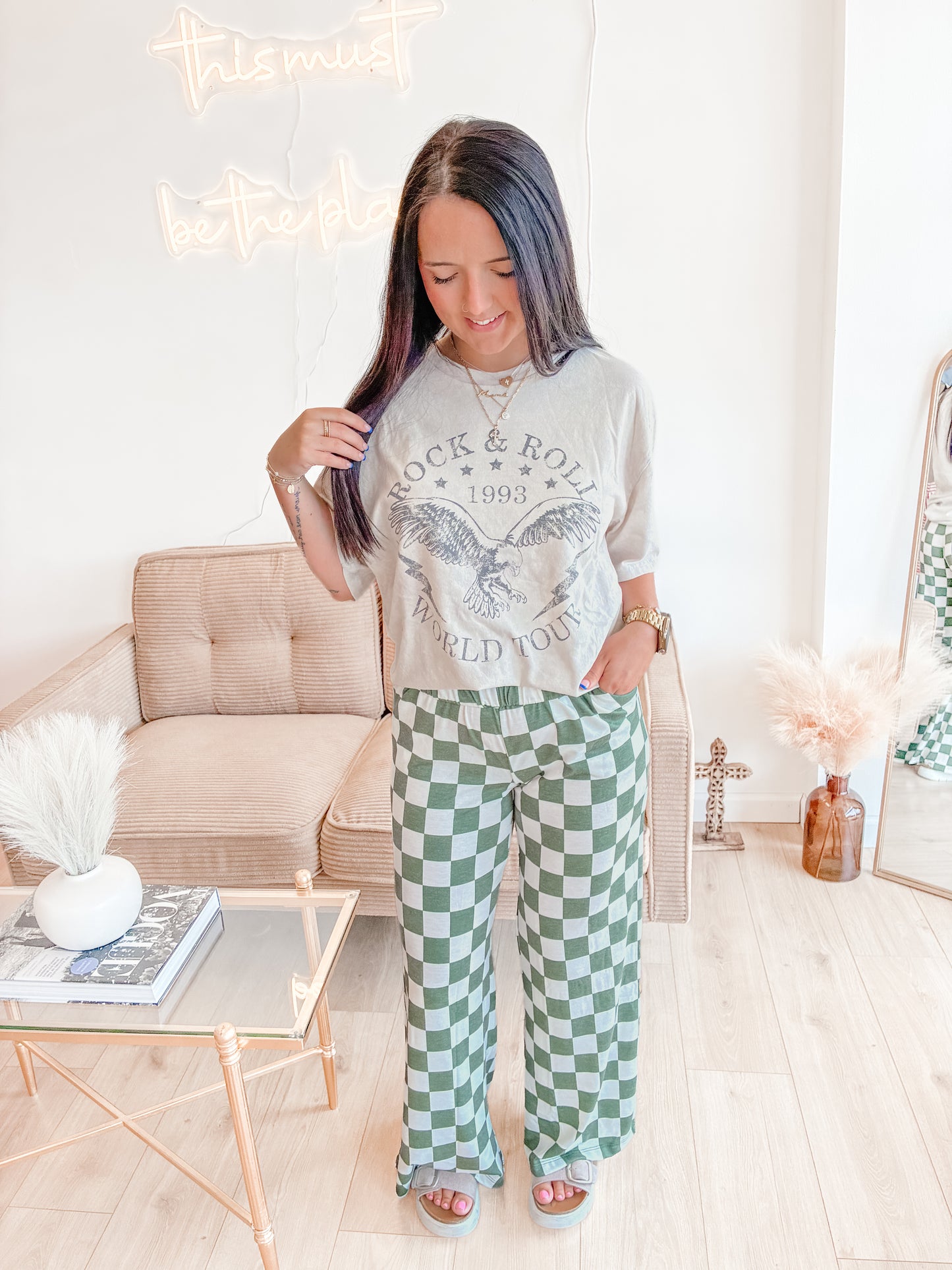 Groupie Checkered Knit Pants