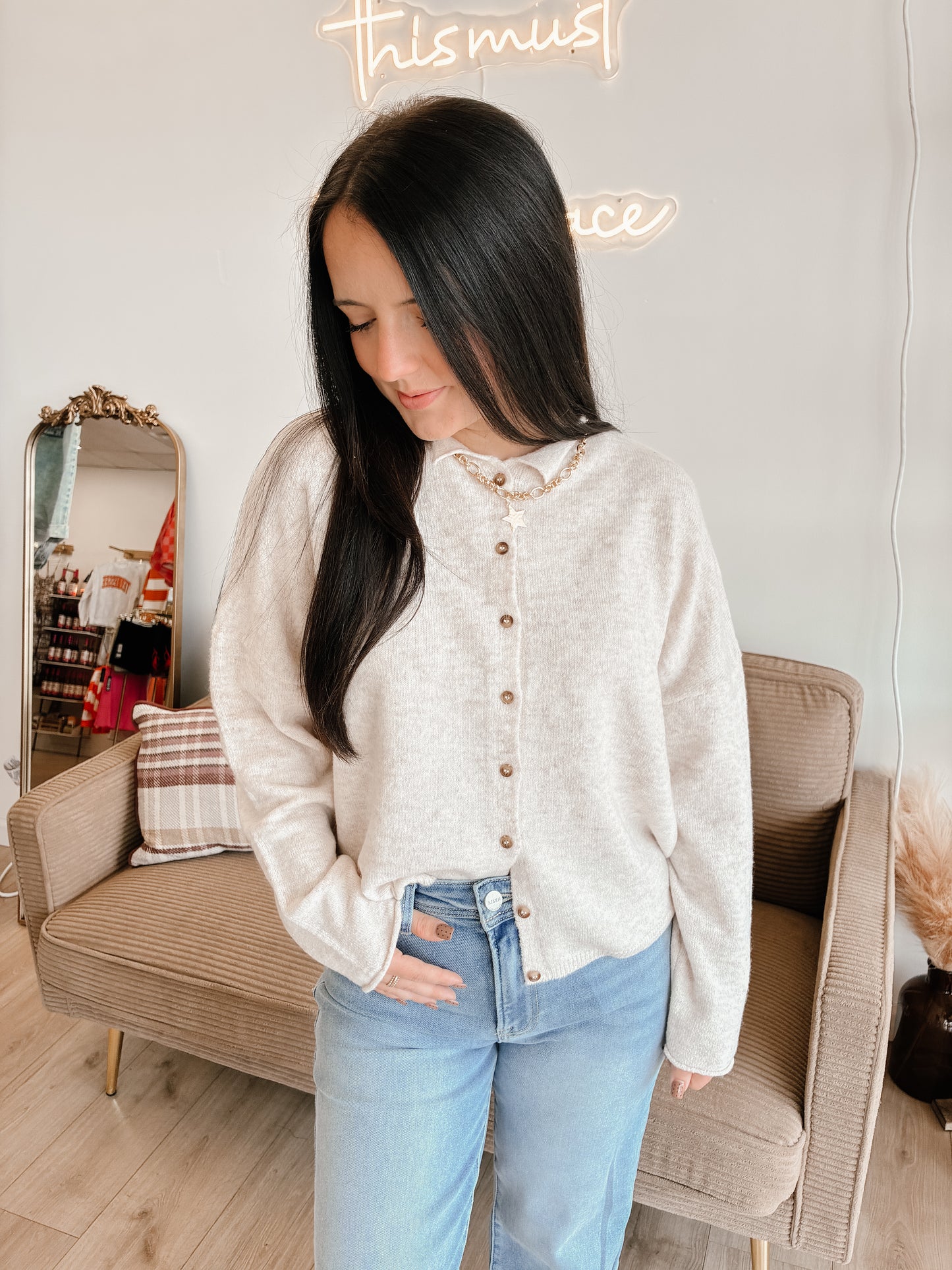 On a Cloud Button Down Cardigan