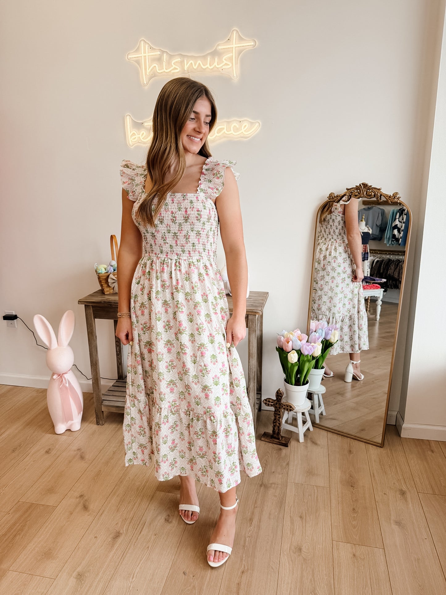 Mia Pink Midi Dress