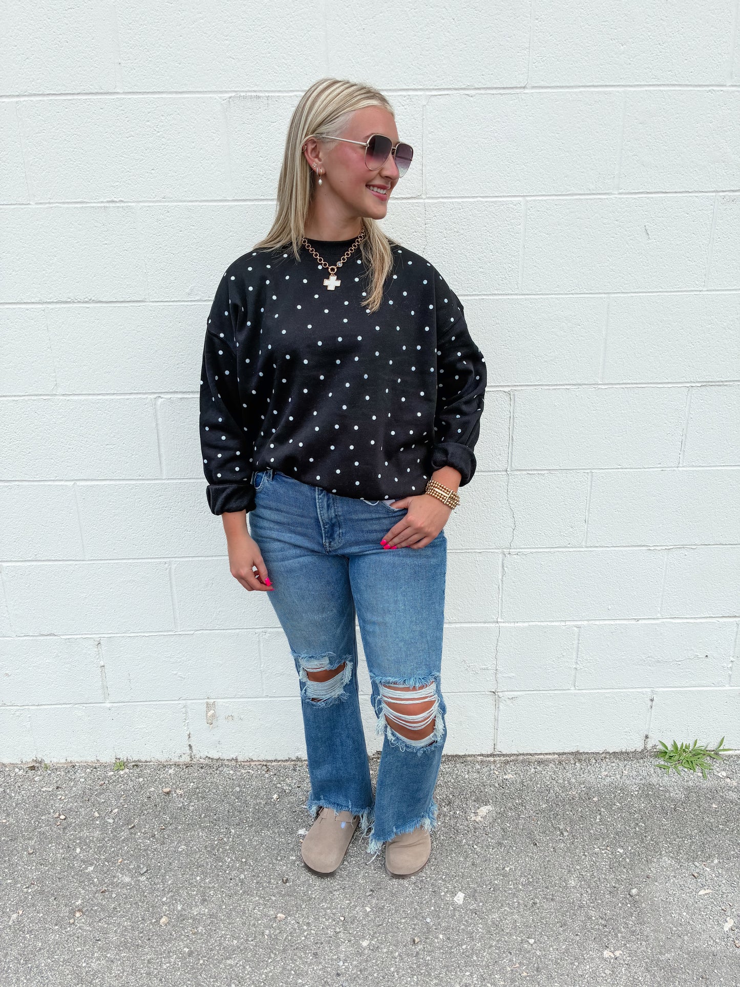 Midnight Polka-Dot Sweatshirt