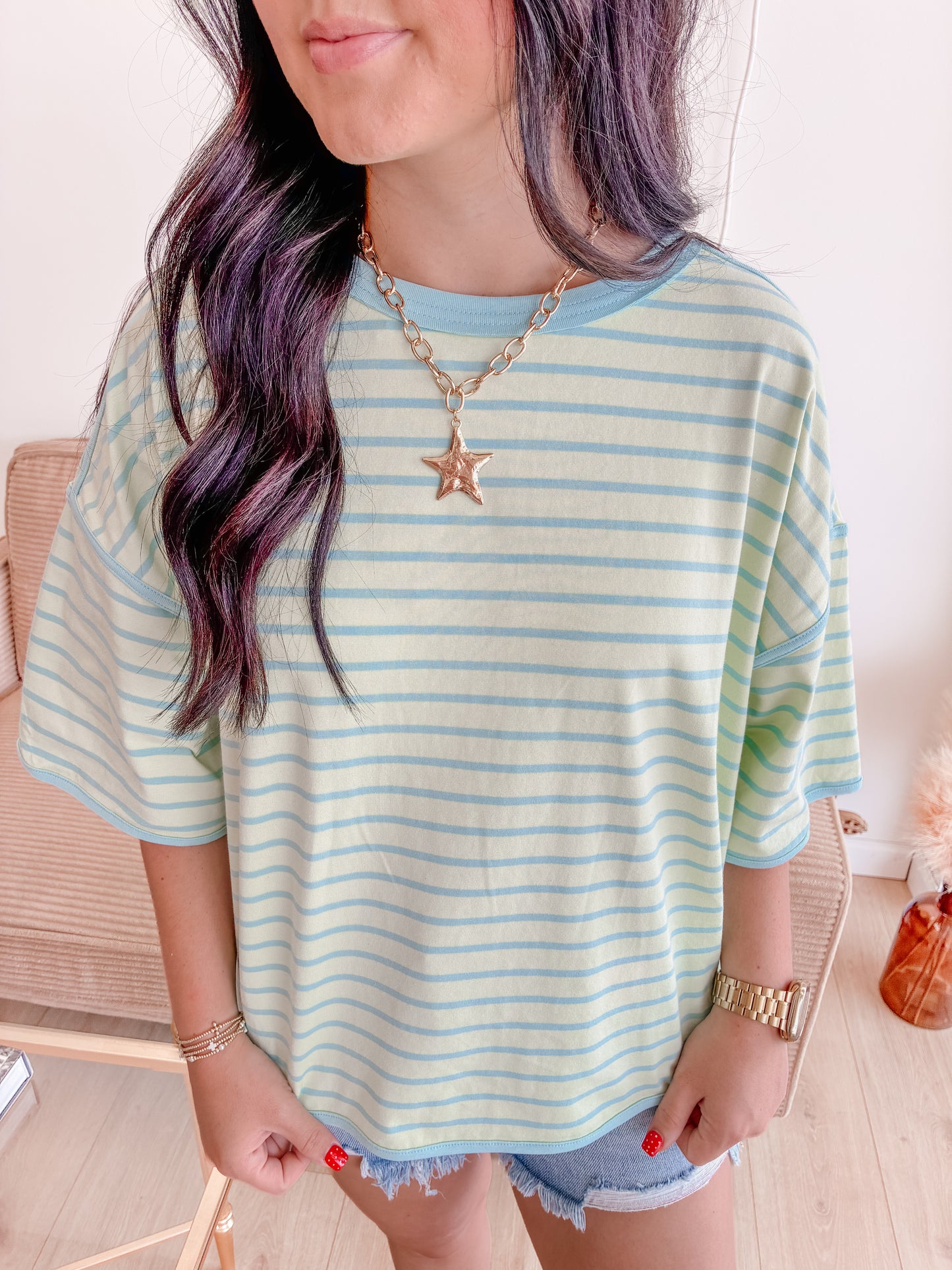 Come Closer Stripe Relax Top