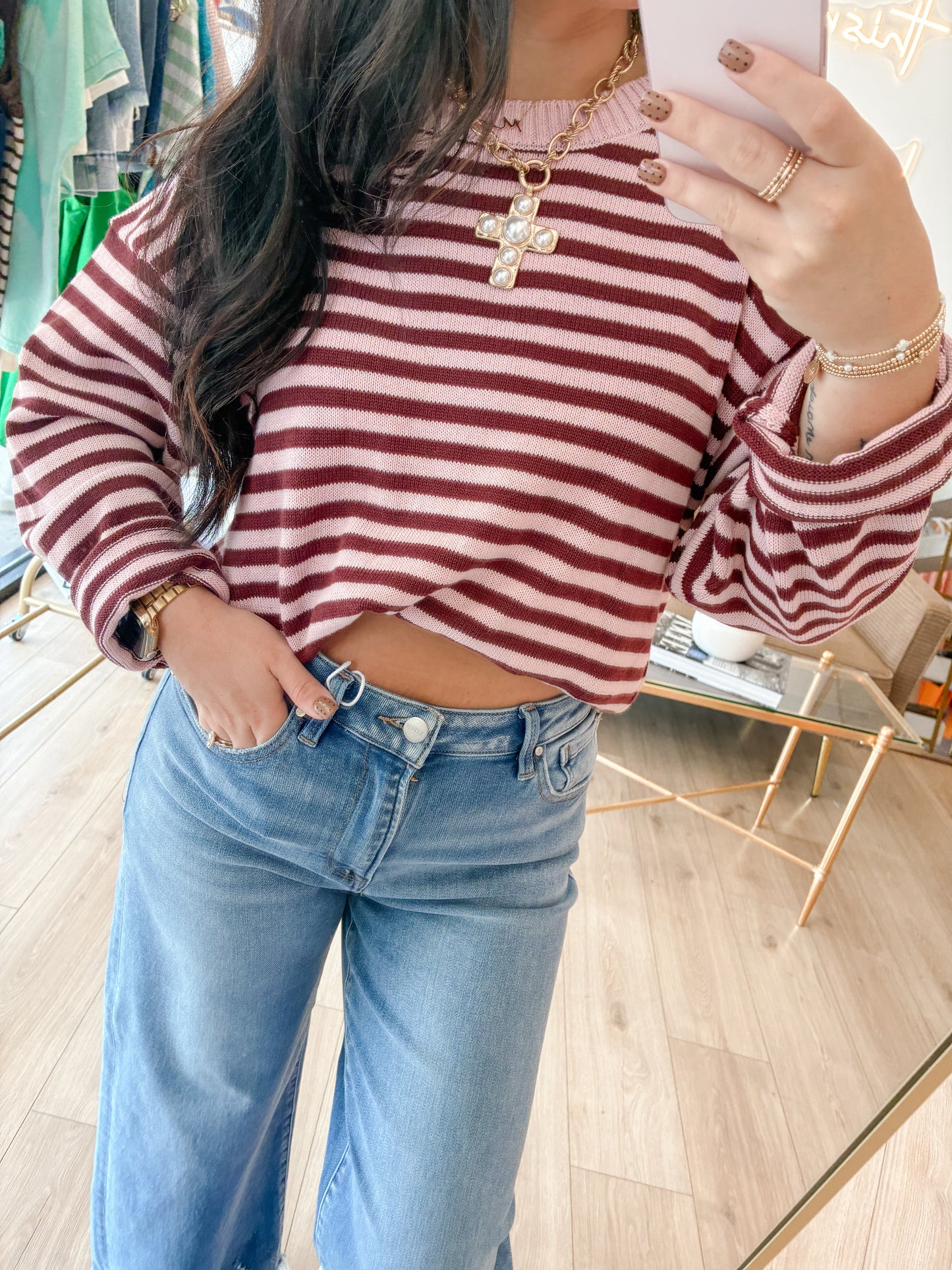 Out the Door Sweater - Pink
