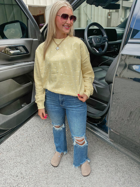 Lazy Daisy Polka-Dot Sweatshirt