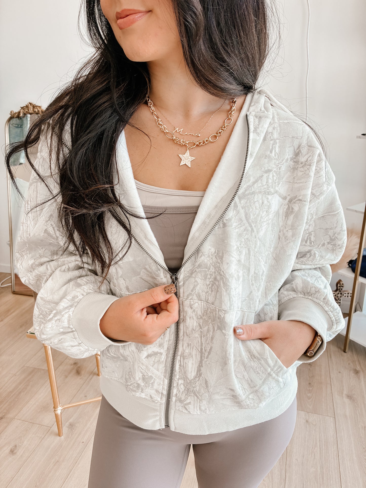 Woodland Camo Zip Up - Grey