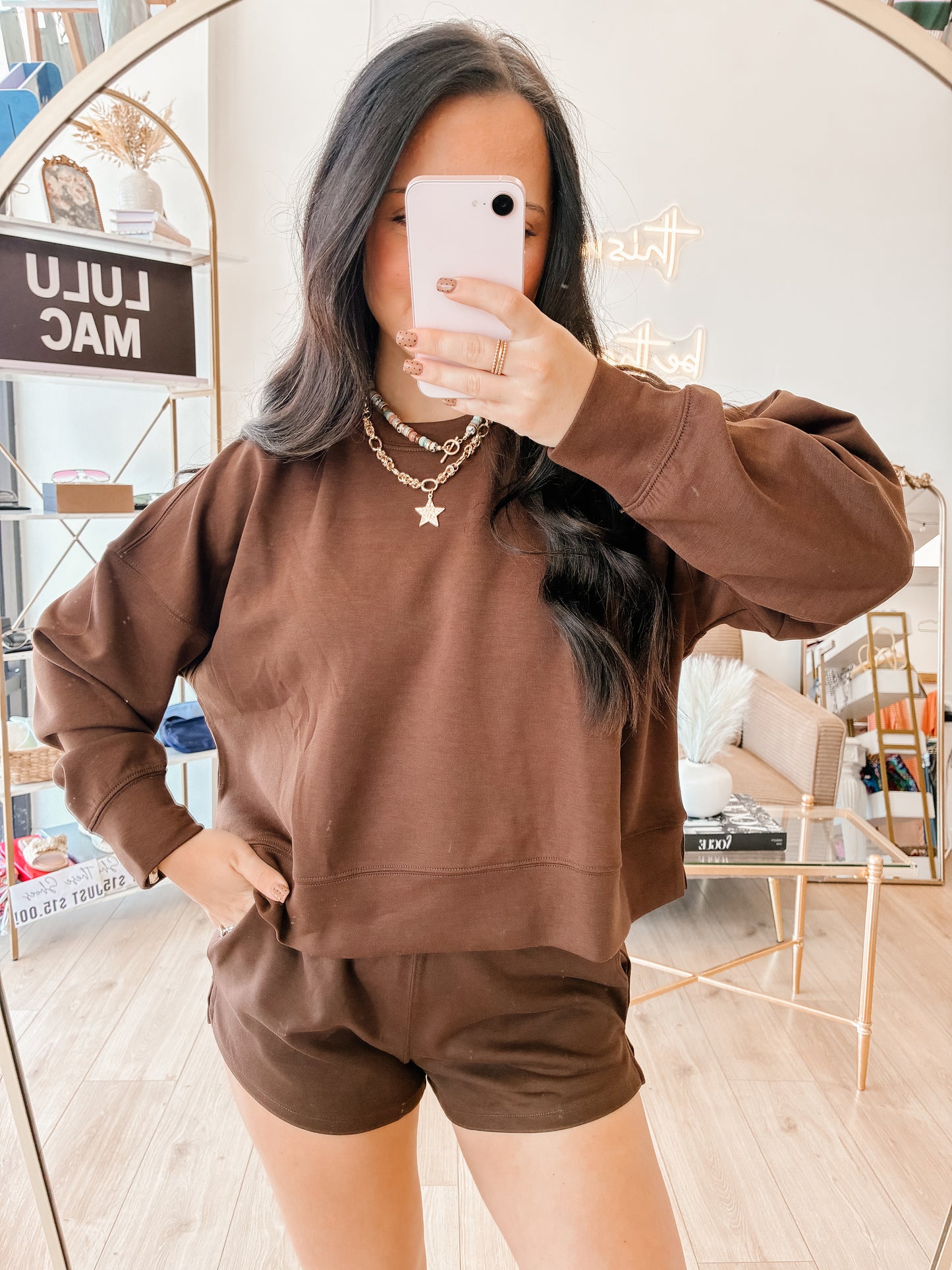 Travel Day Scuba Short Set - Chocolate