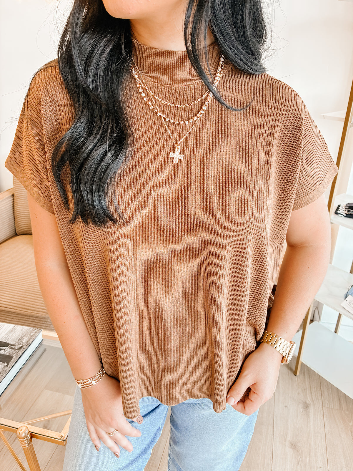 Harvest Heritage Mockneck Sweater - Camel