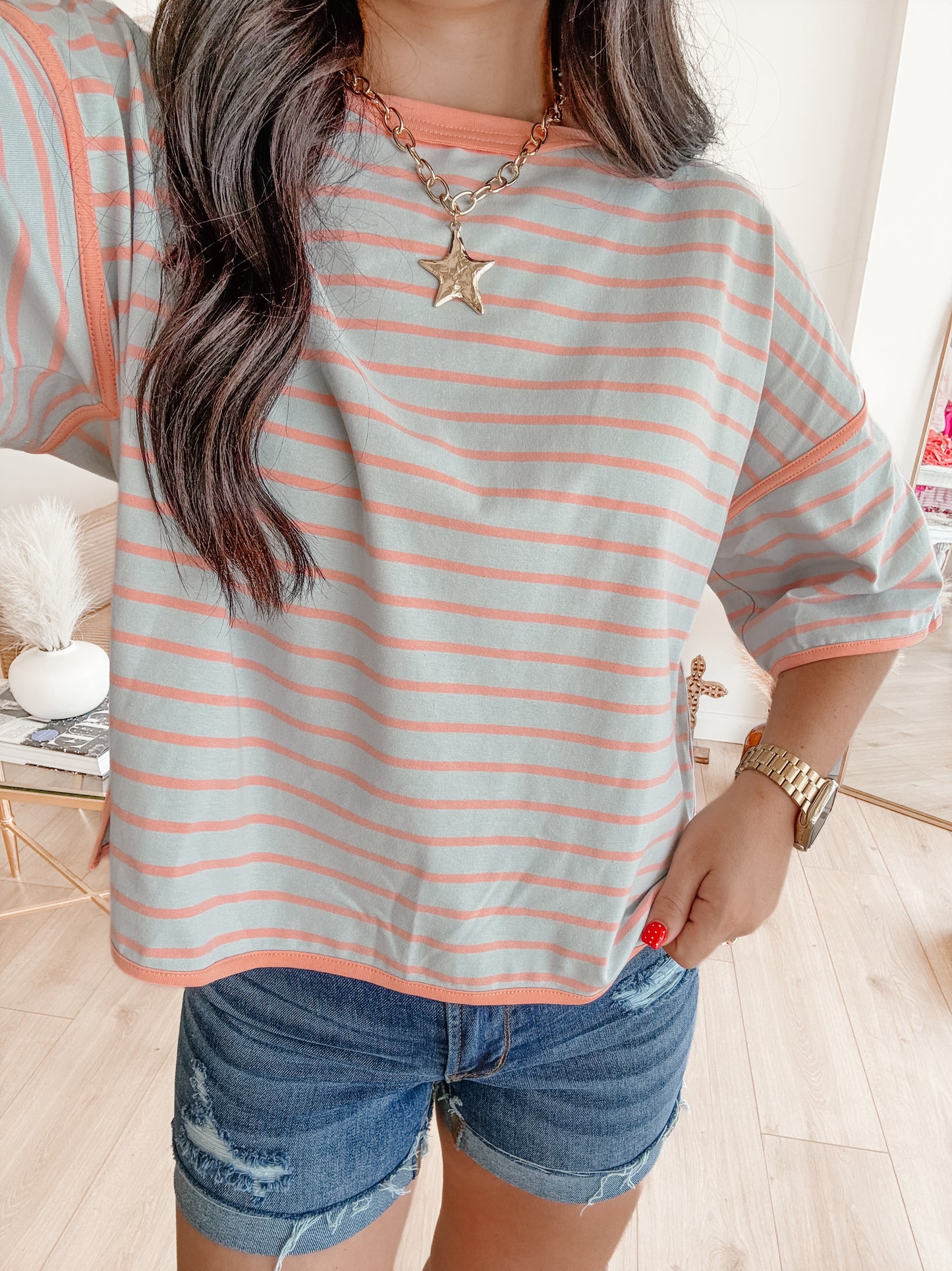 Come Closer Stripe Relax Top
