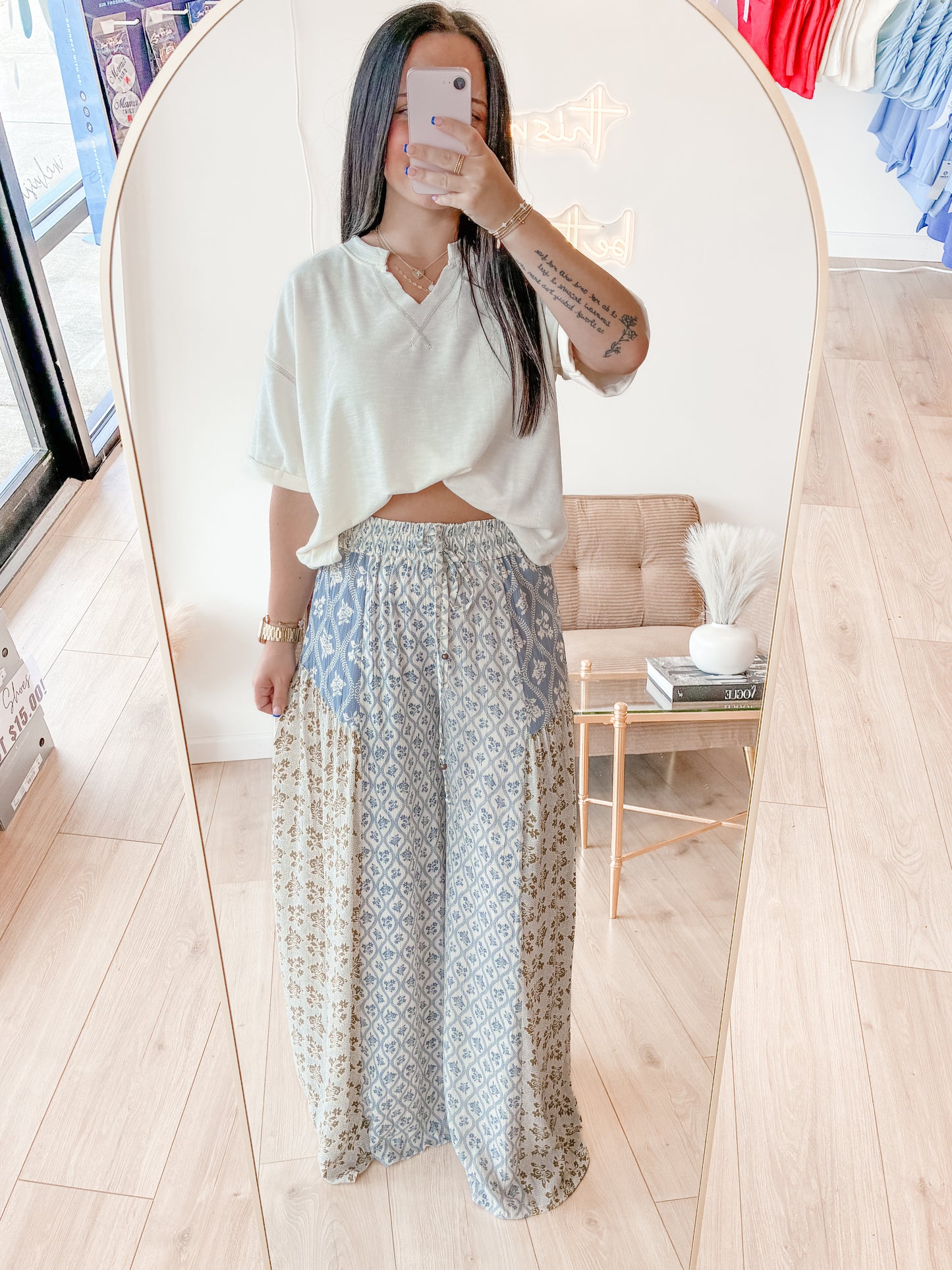 Antiquing Wide Leg Pants