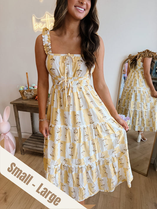 Evelyn Yellow Midi Dress