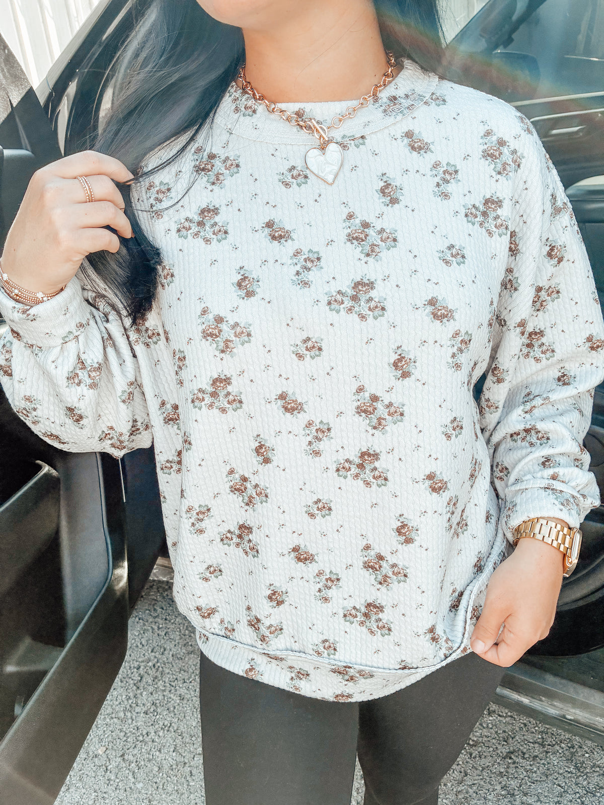 Faded Petals Knit Longsleeve Top